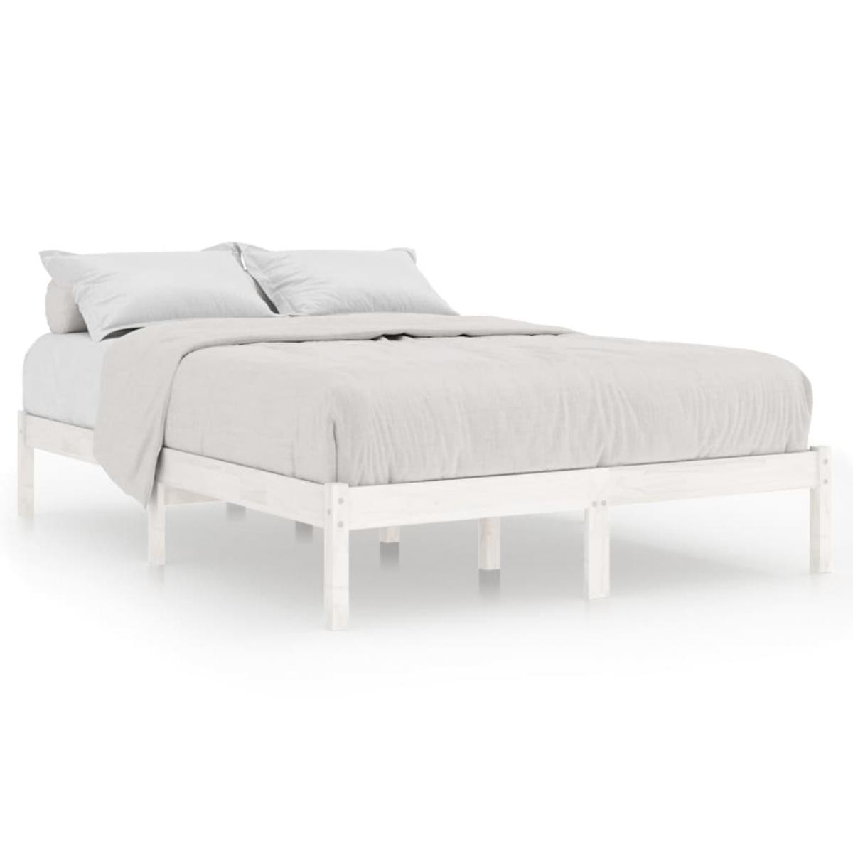 Estructura de cama sin colchón madera maciza blanco 140x200 cm