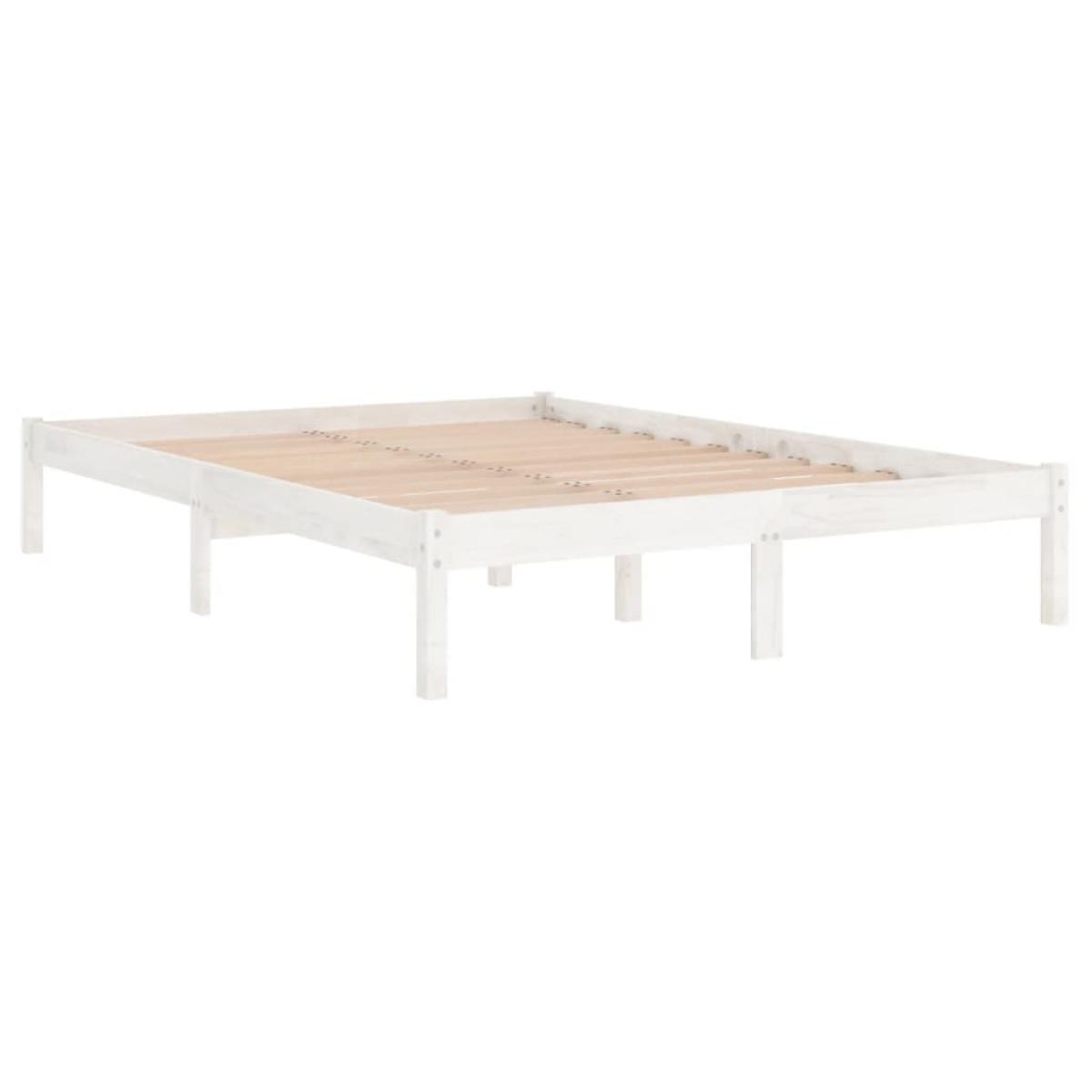 Estructura de cama sin colchón madera maciza blanco 140x200 cm