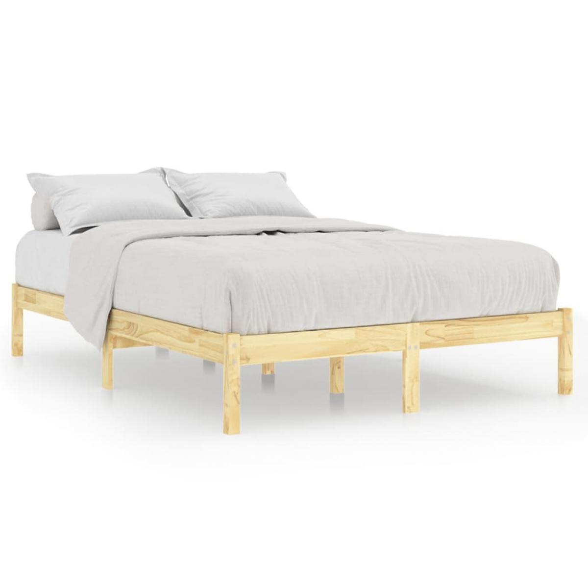 Estructura de cama doble sin colchón madera maciza