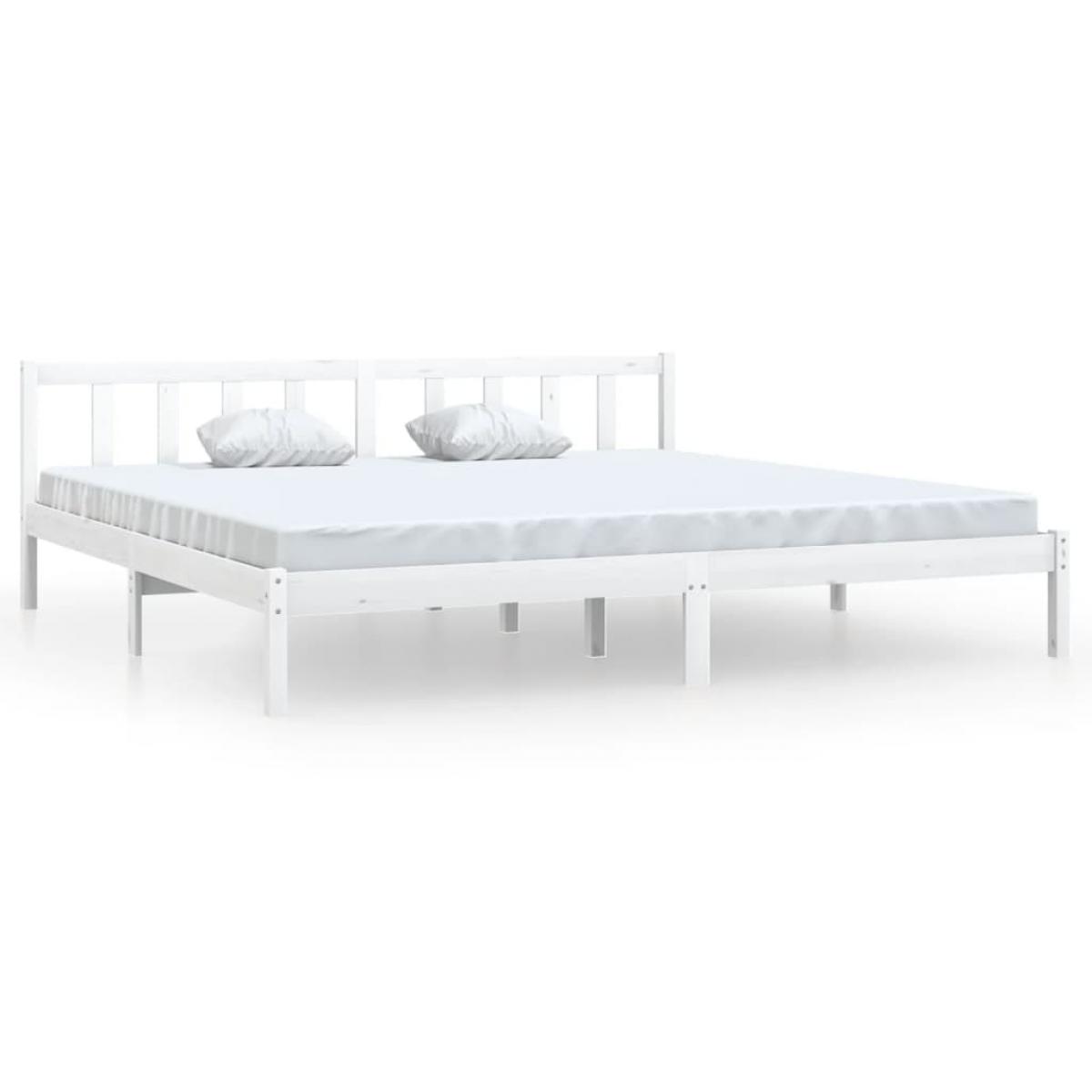 Estructura de cama doble sin colchón madera maciza blanco