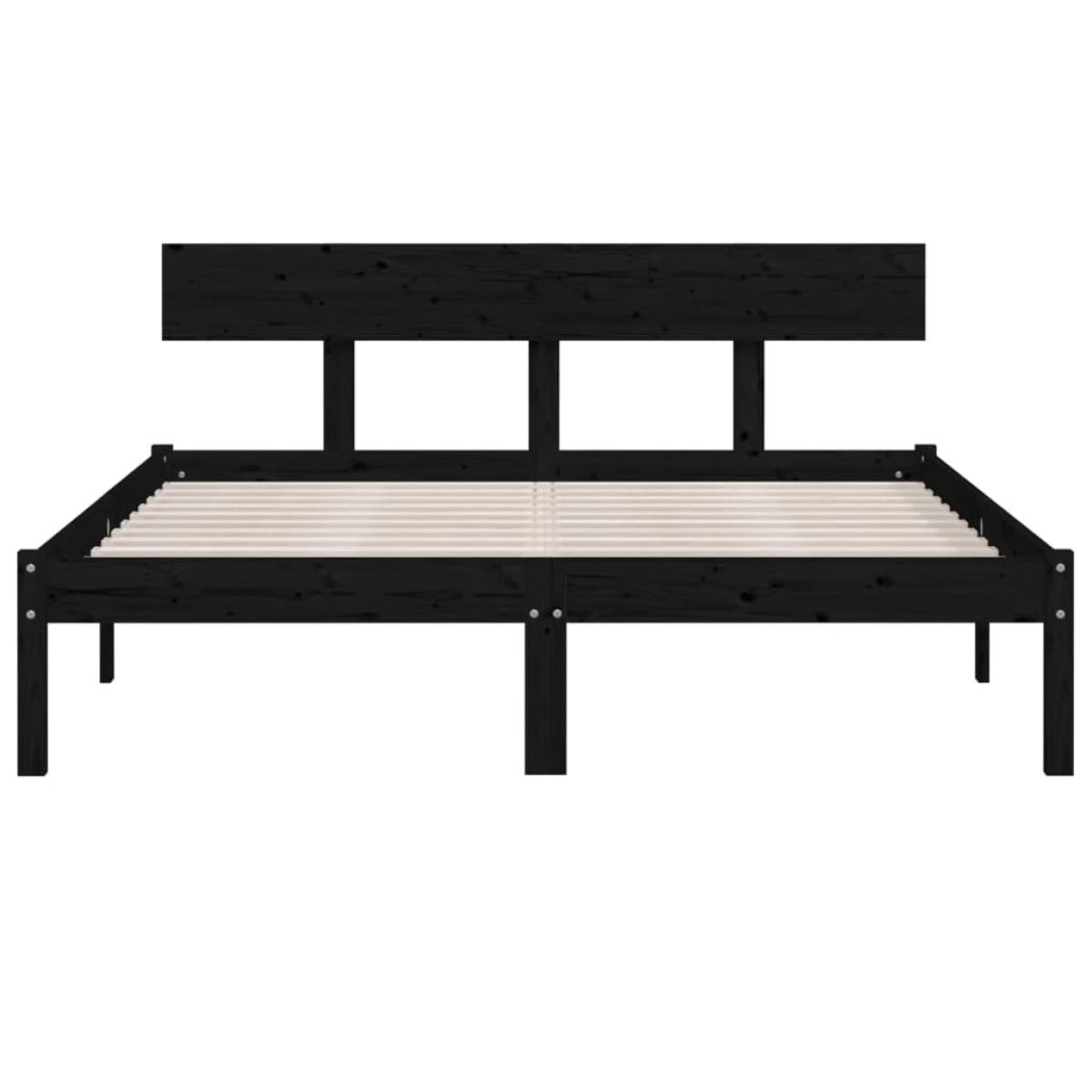 Estructura de cama sin colchón madera maciza negro 160x200 cm