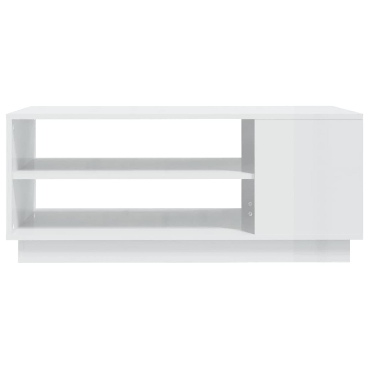 Mesa de centro madera de ingeniería blanco brillo 102x55x43 cm