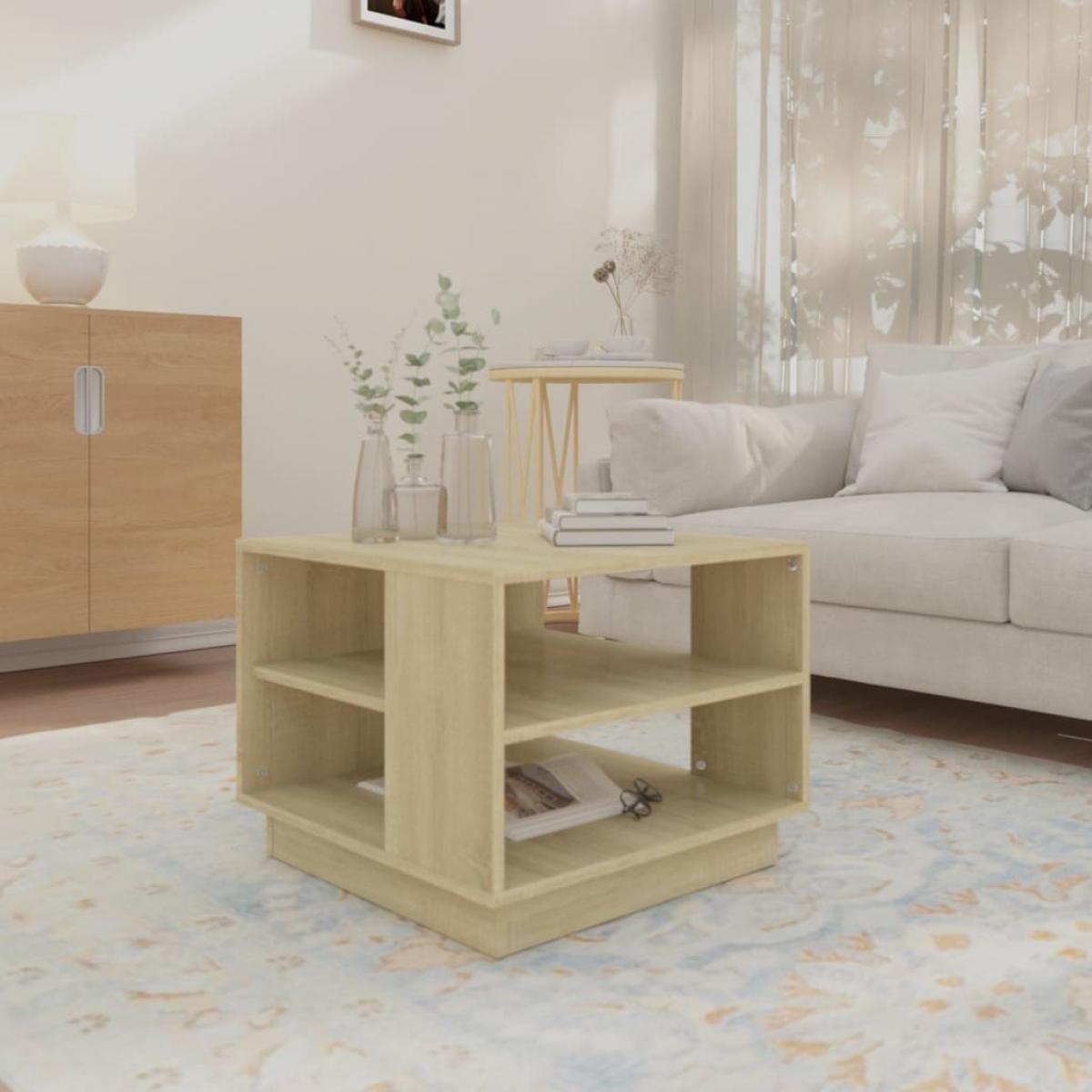Mesa de centro madera de ingeniería roble Sonoma 55x55x43 cm