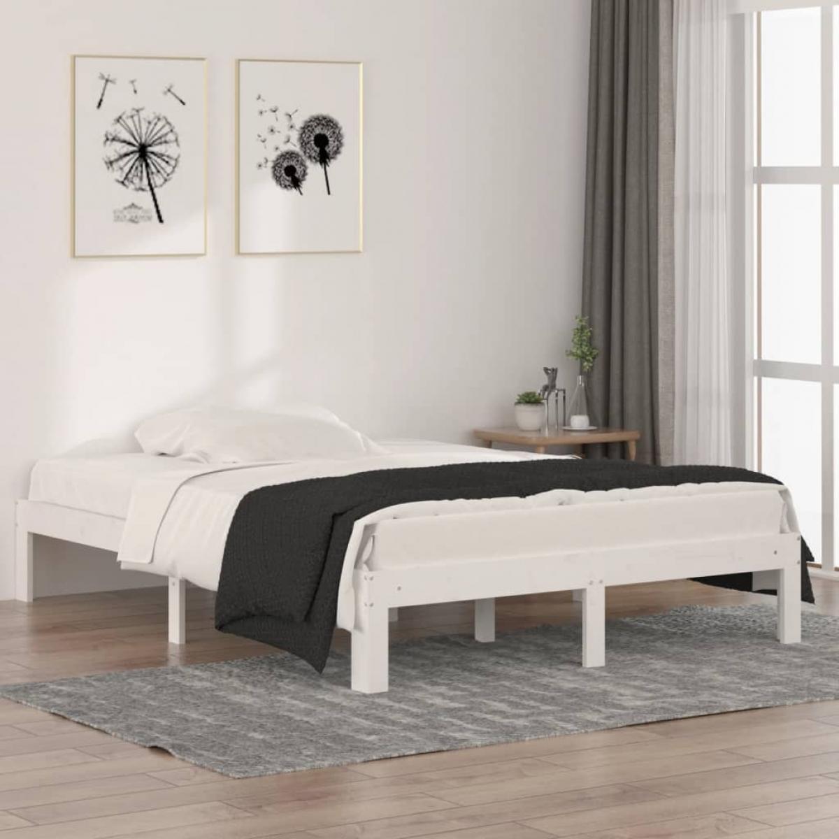 Estructura de cama doble sin colchón blanco 135x190 cm
