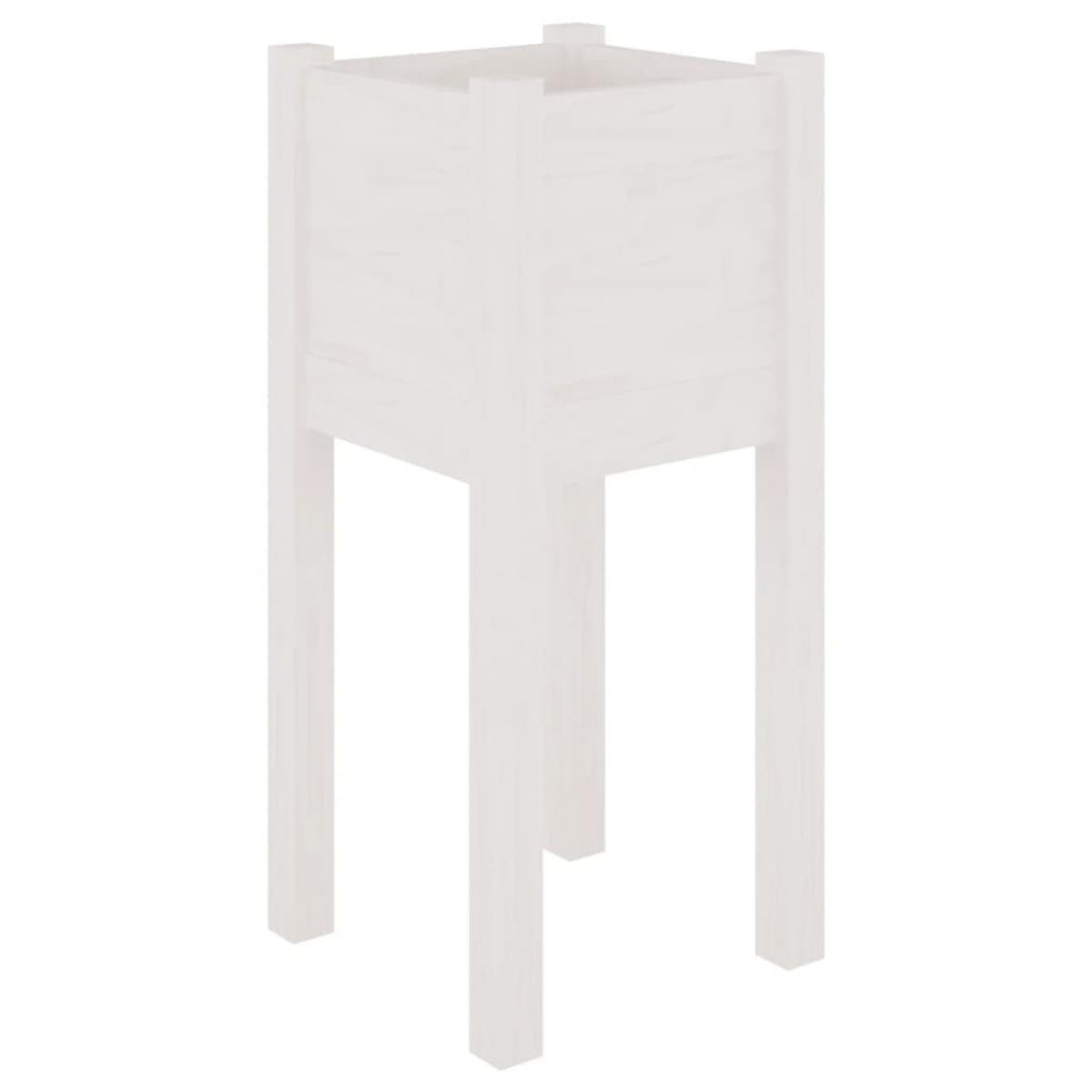 Jardinera de madera maciza de pino blanco 31x31x70 cm