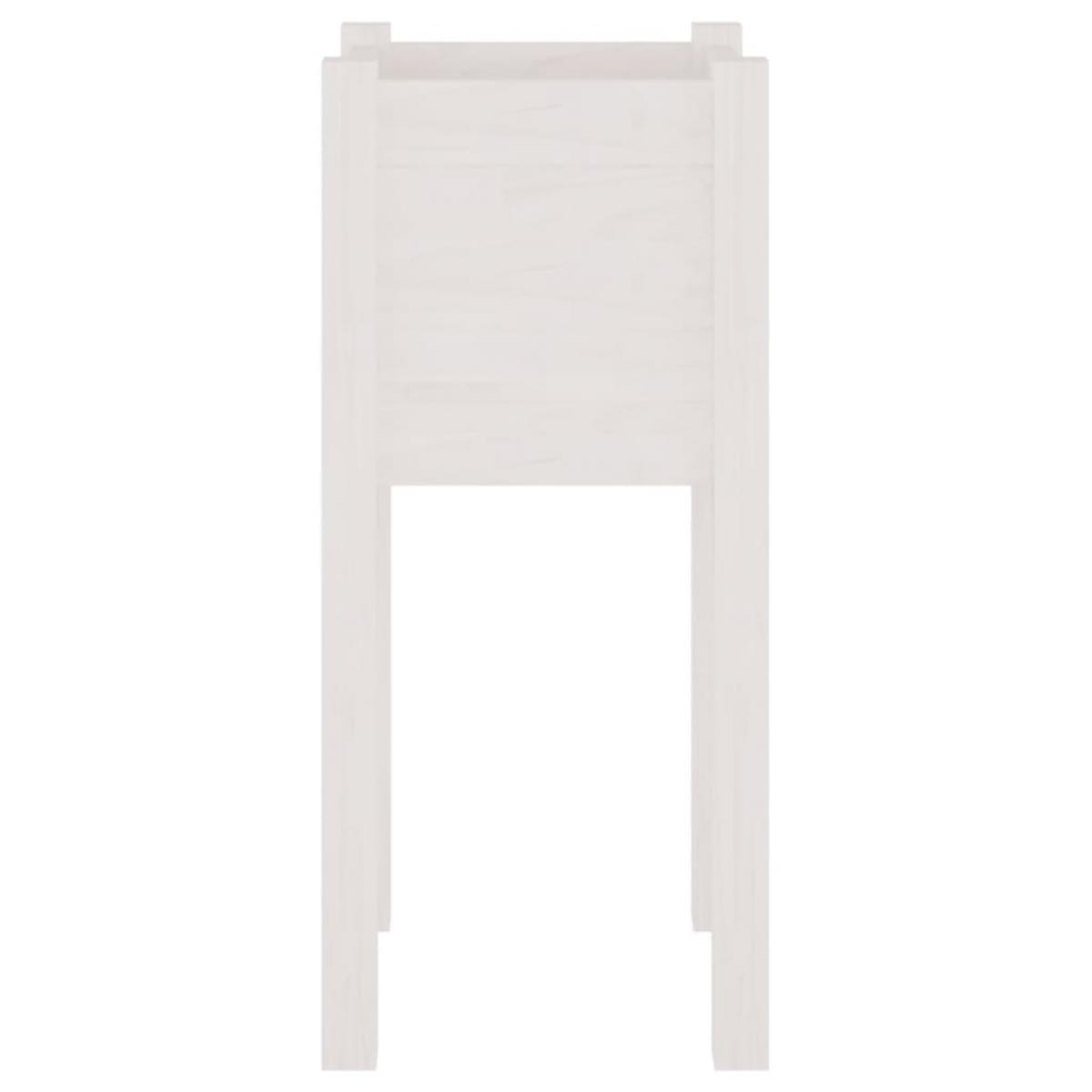 Jardinera de madera maciza de pino blanco 31x31x70 cm