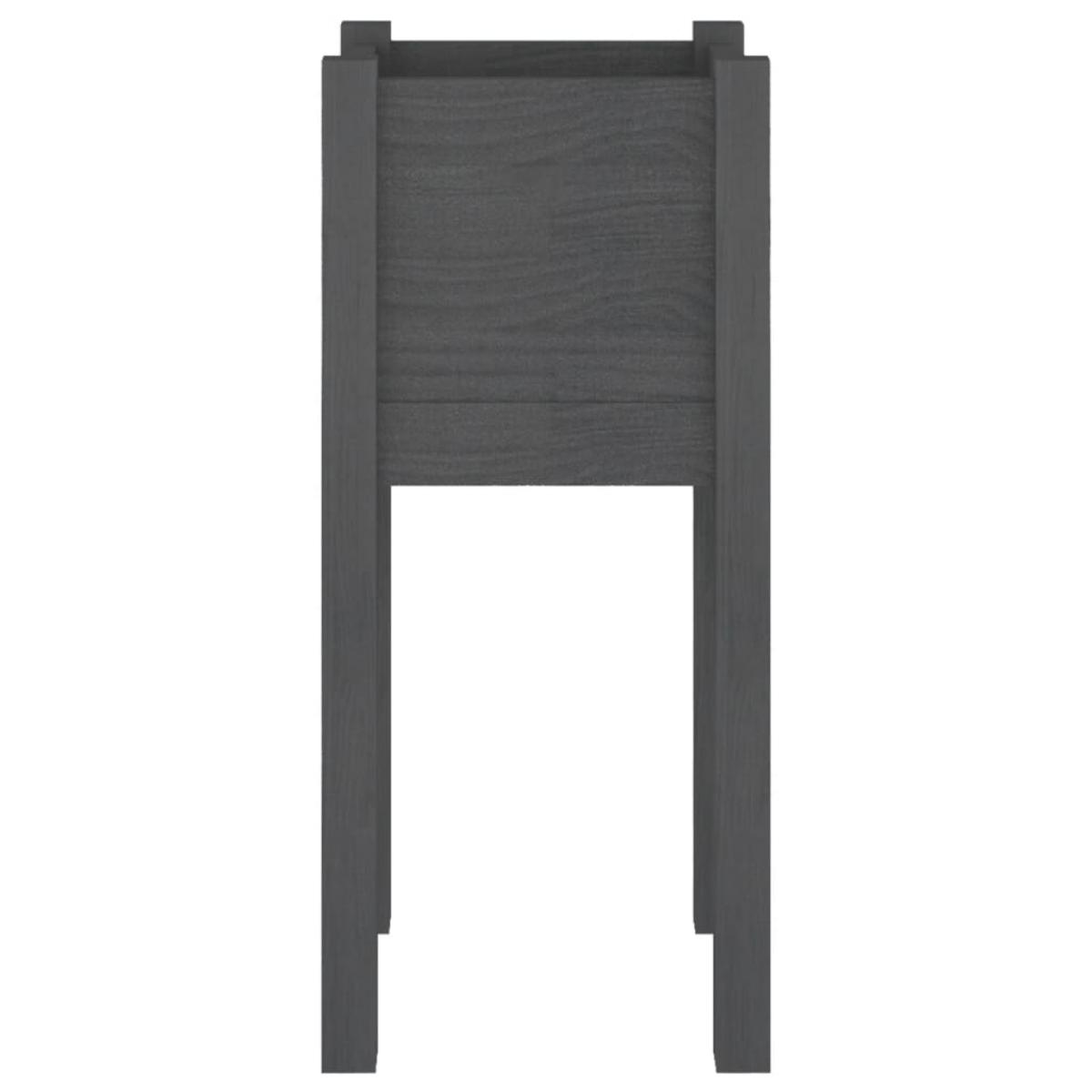 Jardinera de madera maciza de pino gris 31x31x70 cm