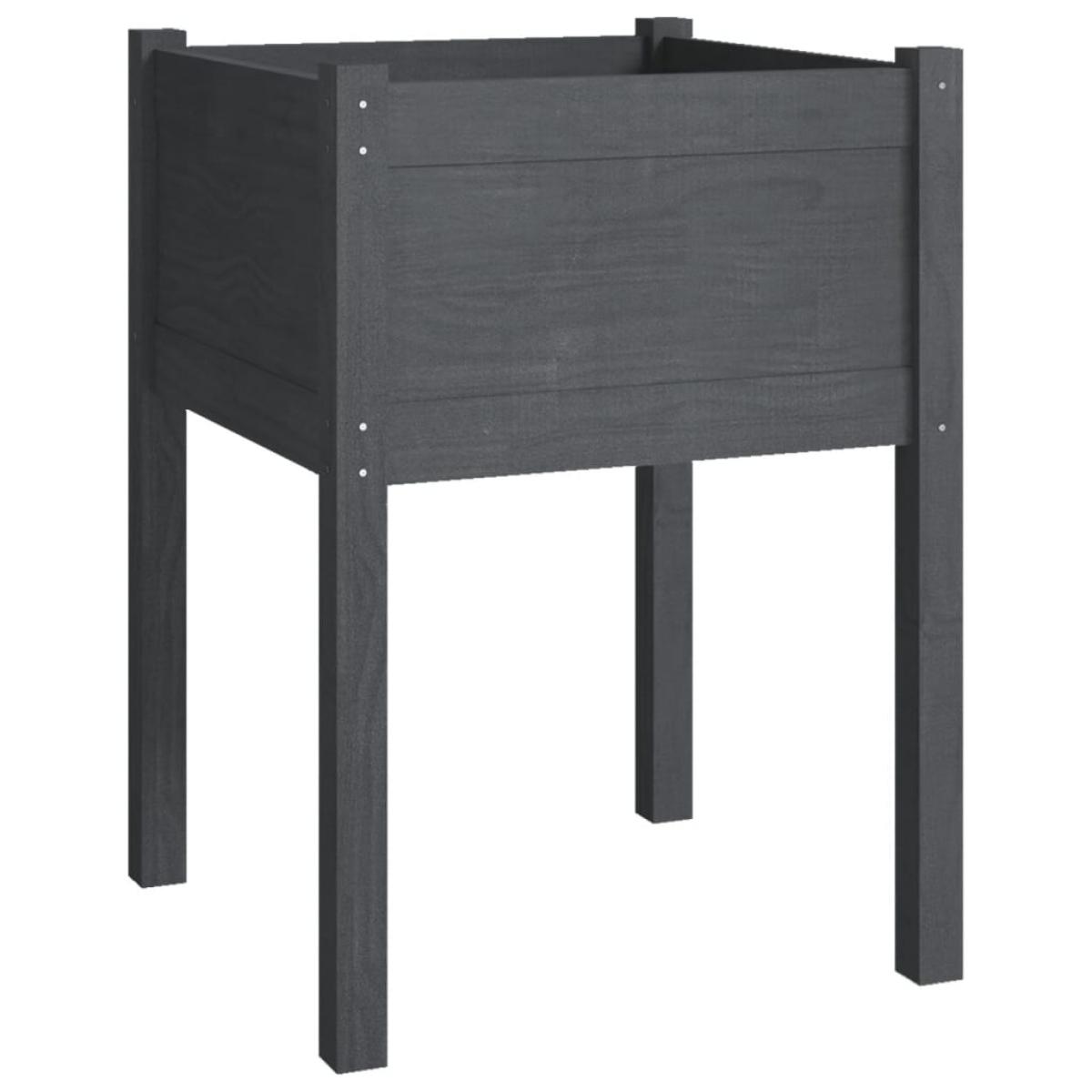 Jardineras 2 uds madera maciza de pino gris 50x50x70 cm