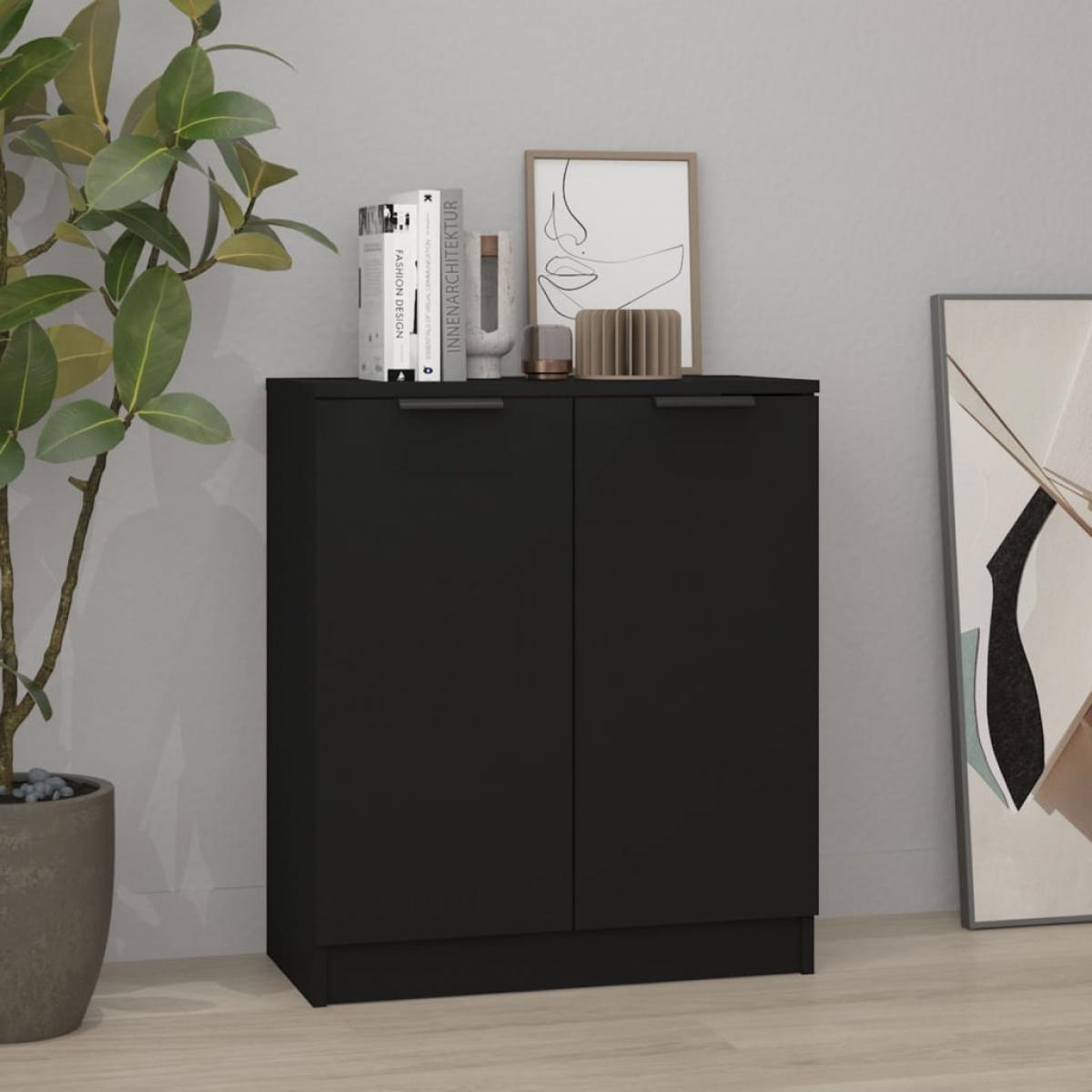 Aparador de madera contrachapada negro 60x30x70 cm