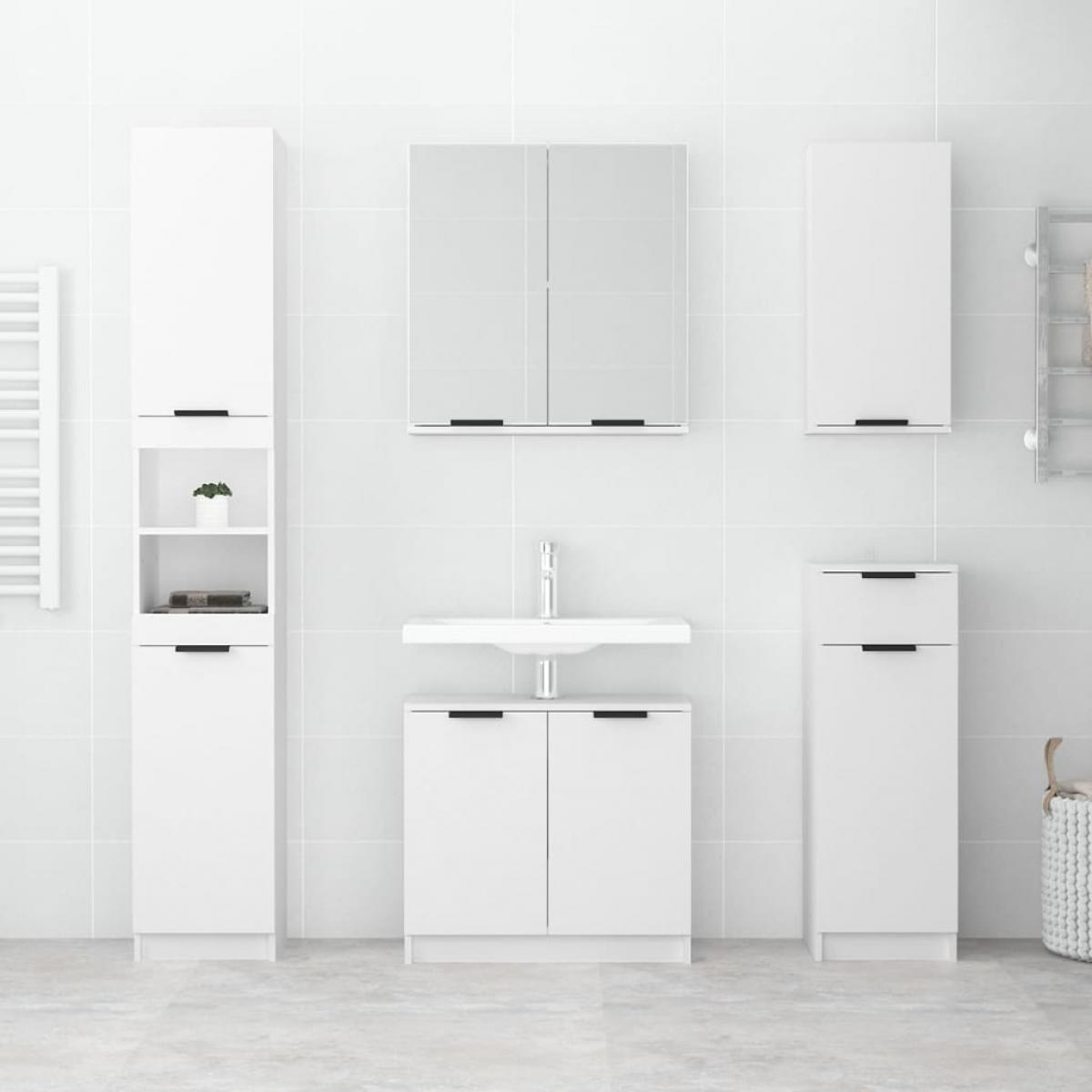 Armario de baño con espejo blanco 64x20x67 cm