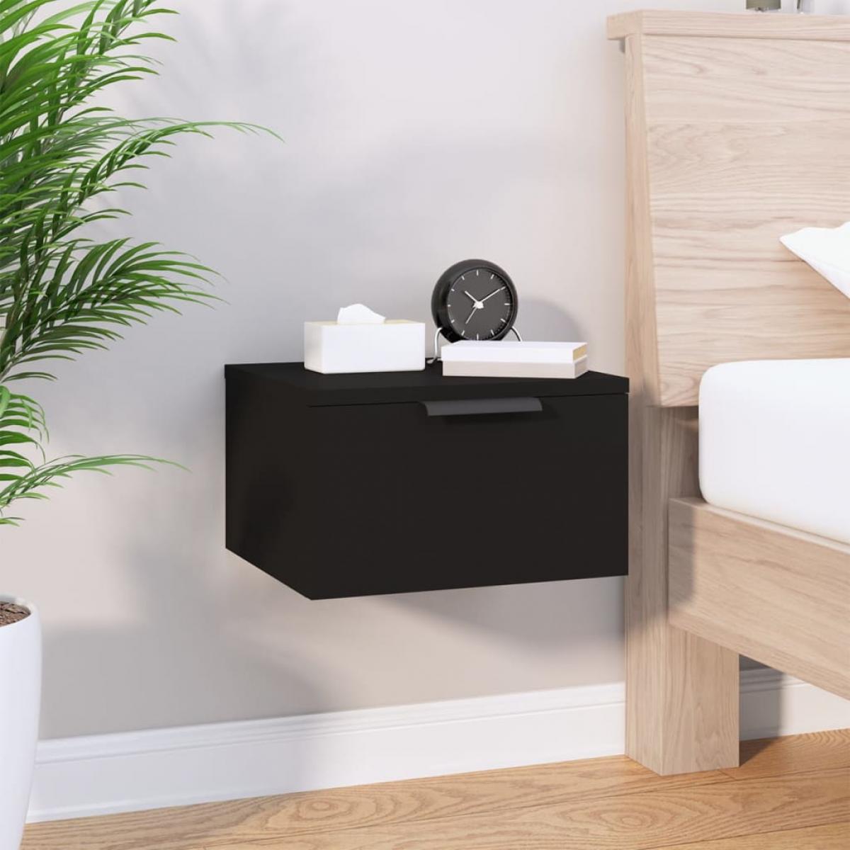 Mesitas de noche de pared 2 uds negro 34x30x20 cm