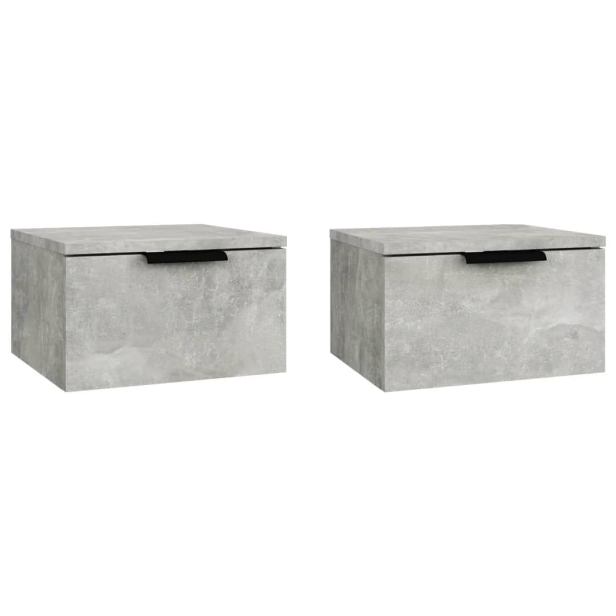 Mesita de noche de pared 2 uds color gris hormigón 34x30x20 cm
