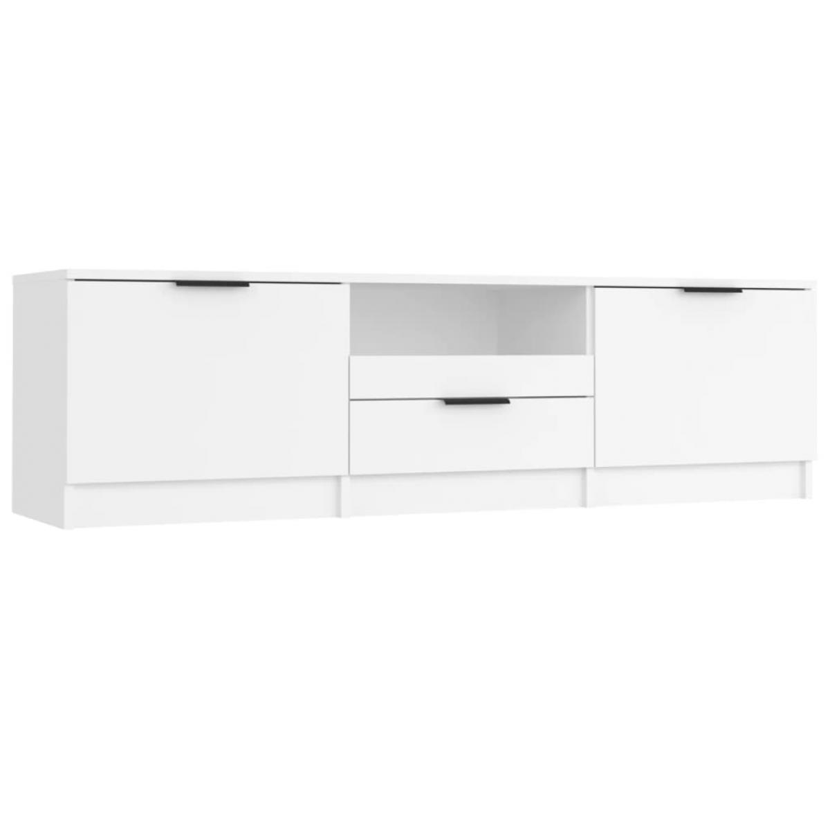 Mueble para TV madera contrachapada blanco 140x35x40 cm