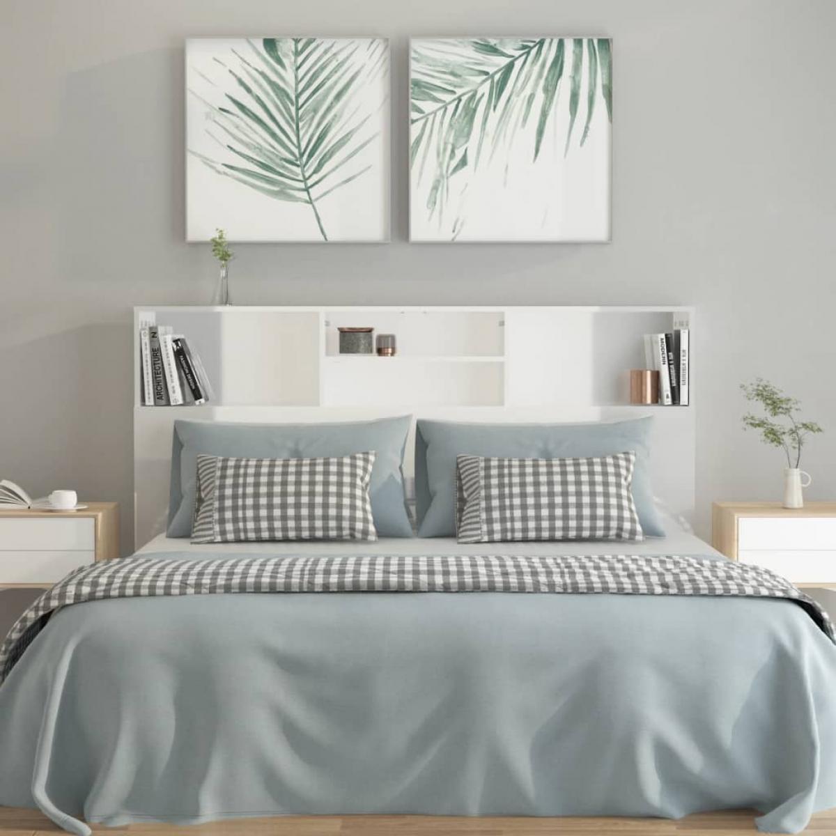 Mueble cabecero blanco brillante 160x19x103,5 cm