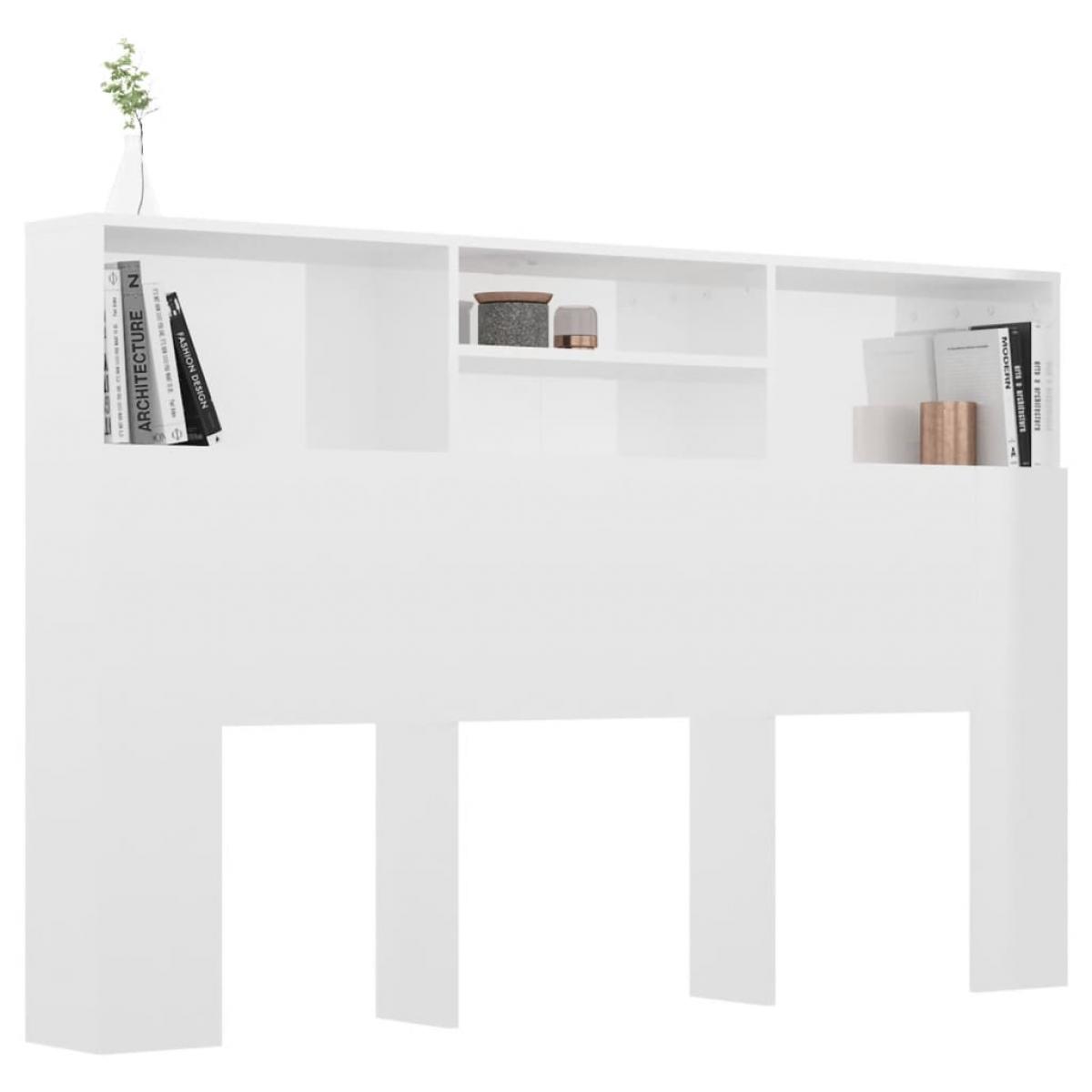 Mueble cabecero blanco brillante 160x19x103,5 cm