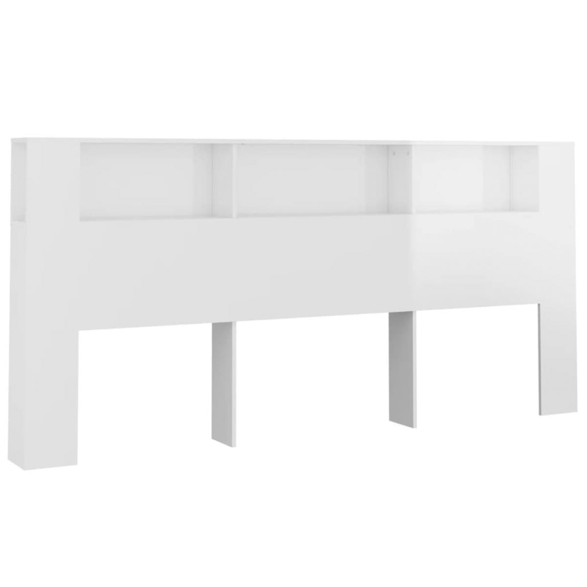 Mueble cabecero blanco brillante 220x18,5x104,5 cm