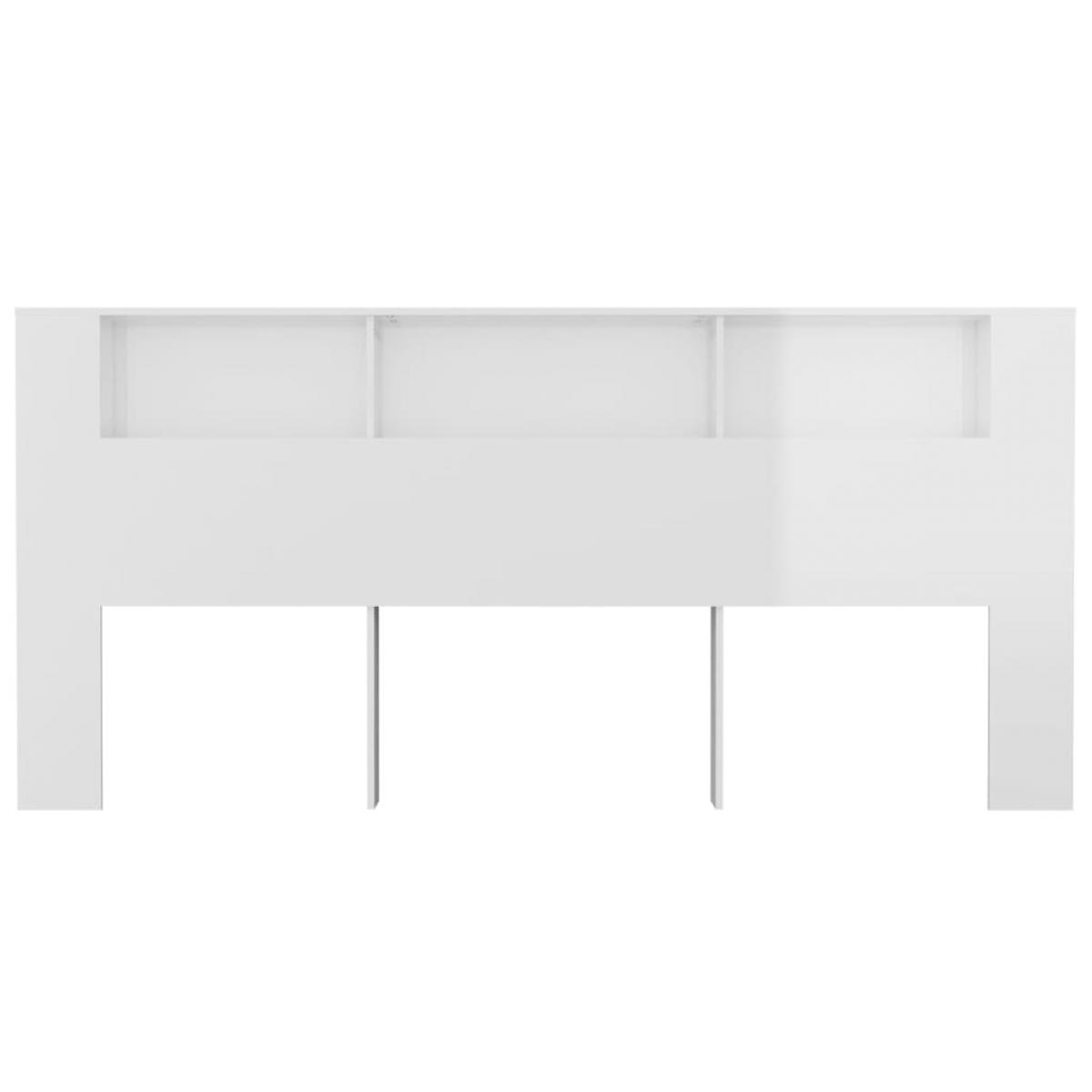 Mueble cabecero blanco brillante 220x18,5x104,5 cm