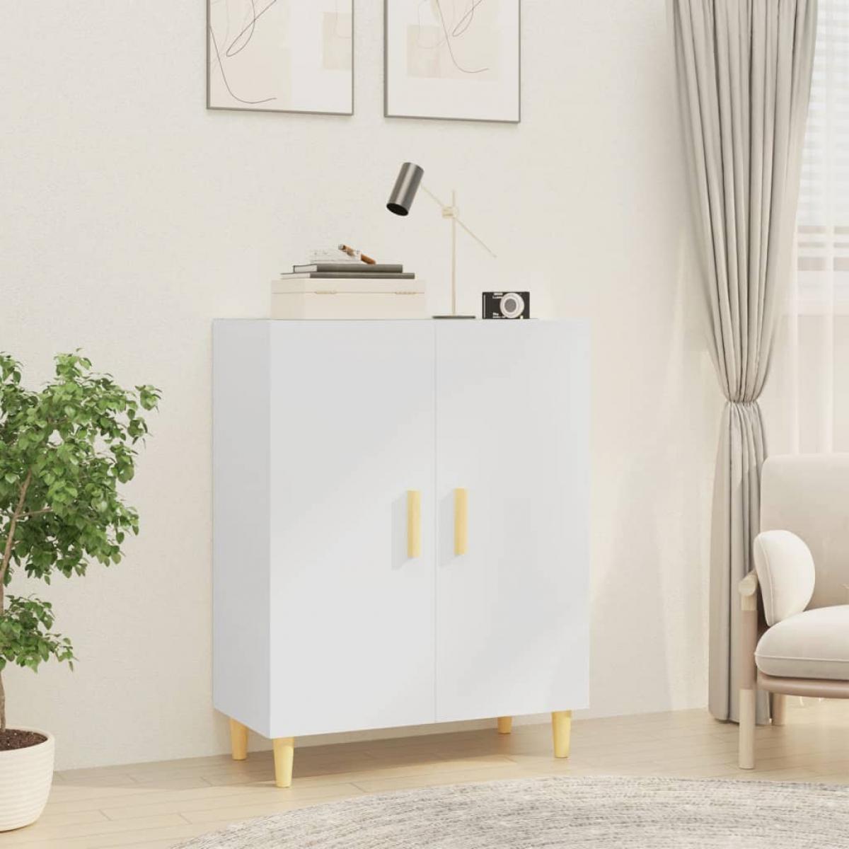 Aparador de madera contrachapada blanco 70x34x90 cm