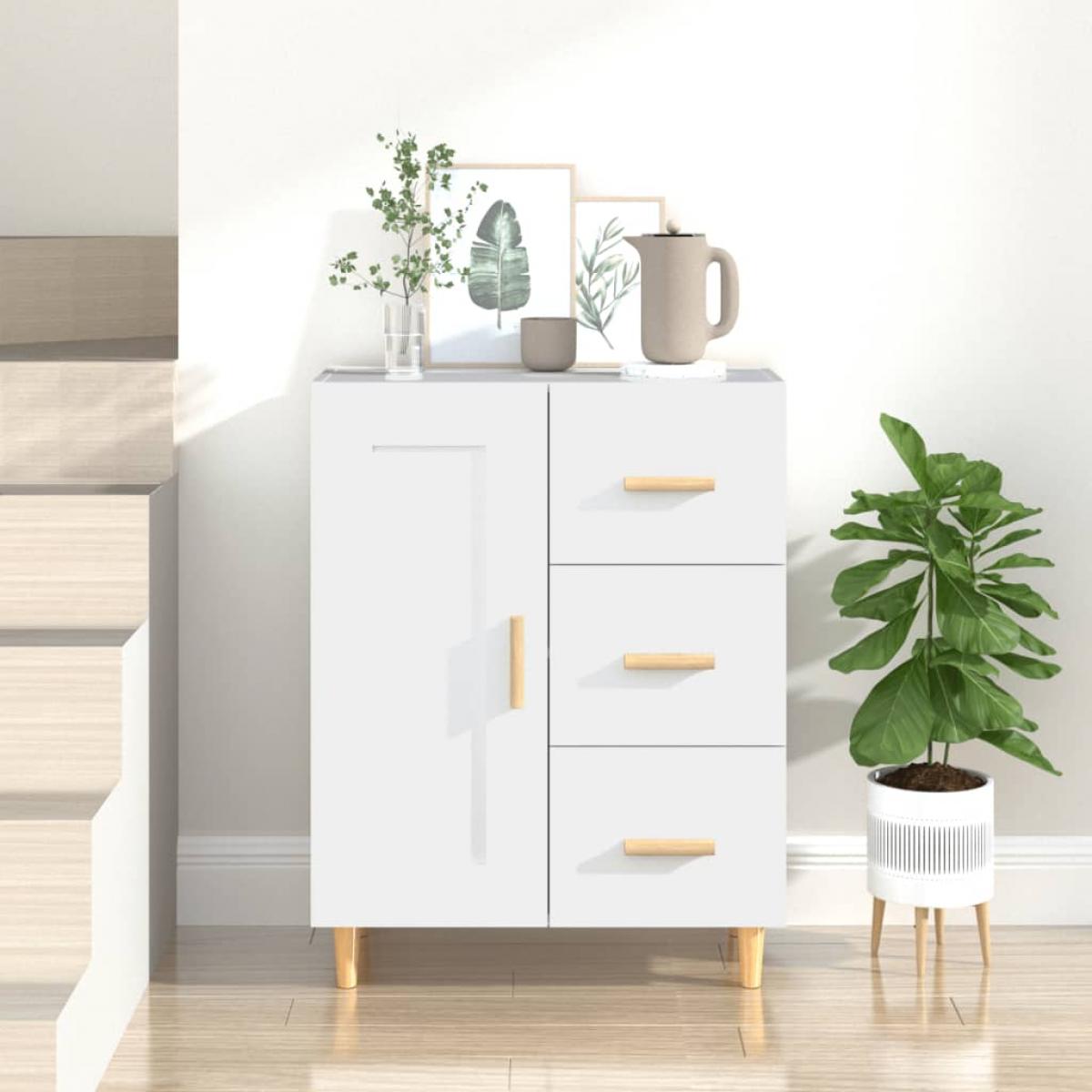 Aparador de madera contrachapada blanco 69,5x34x90 cm