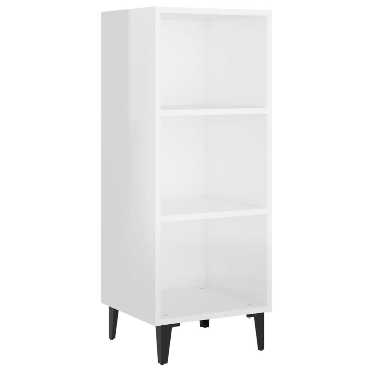 Aparador de madera contrachapada blanco brillo 34,5x32,5x90 cm