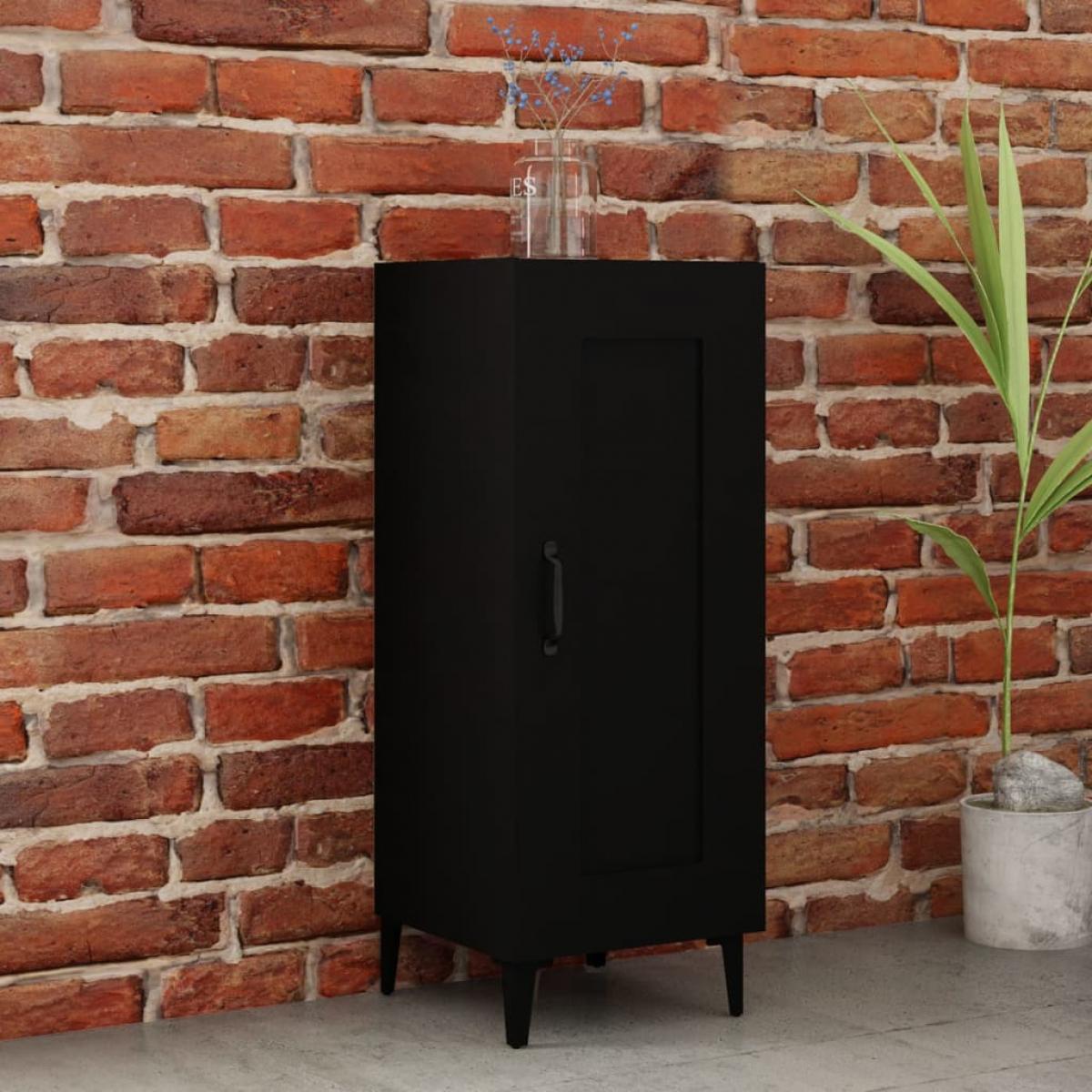 Aparador de madera contrachapada negro 34,5x34x90 cm