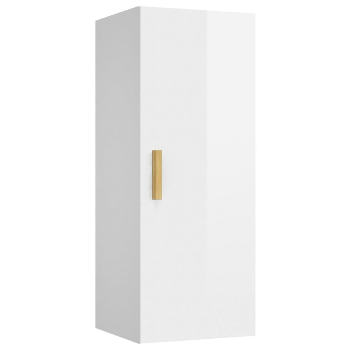 Armario pared madera contrachapada blanco brillo 34,5x34x90 cm