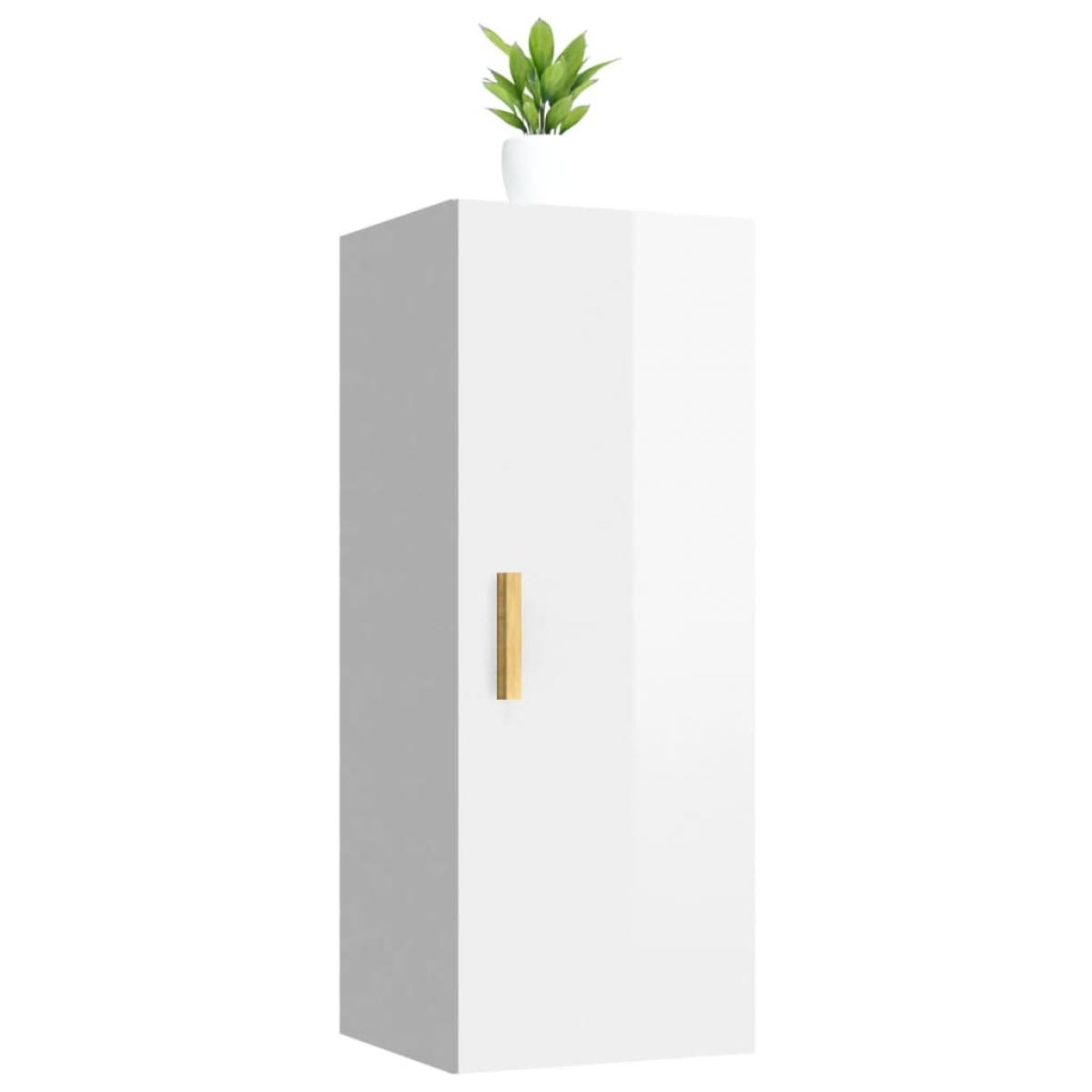 Armario pared madera contrachapada blanco brillo 34,5x34x90 cm