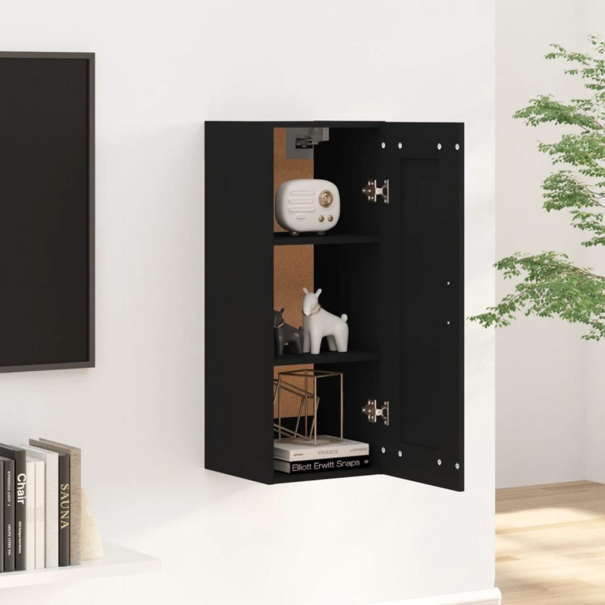 Armario colgante de madera contrachapada negro 35x34x90 cm