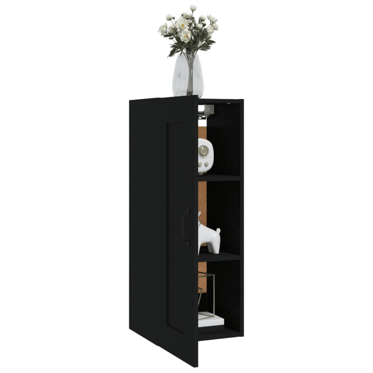Armario colgante de madera contrachapada negro 35x34x90 cm
