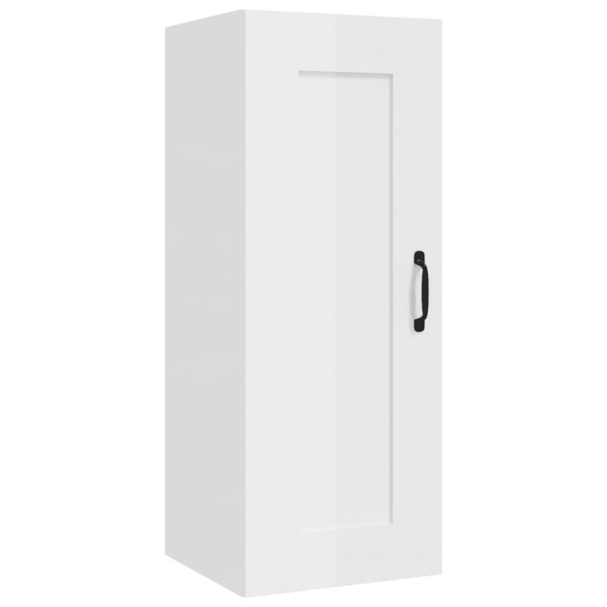 Armario colgante madera contrachapada blanco brillo 35x34x90 cm