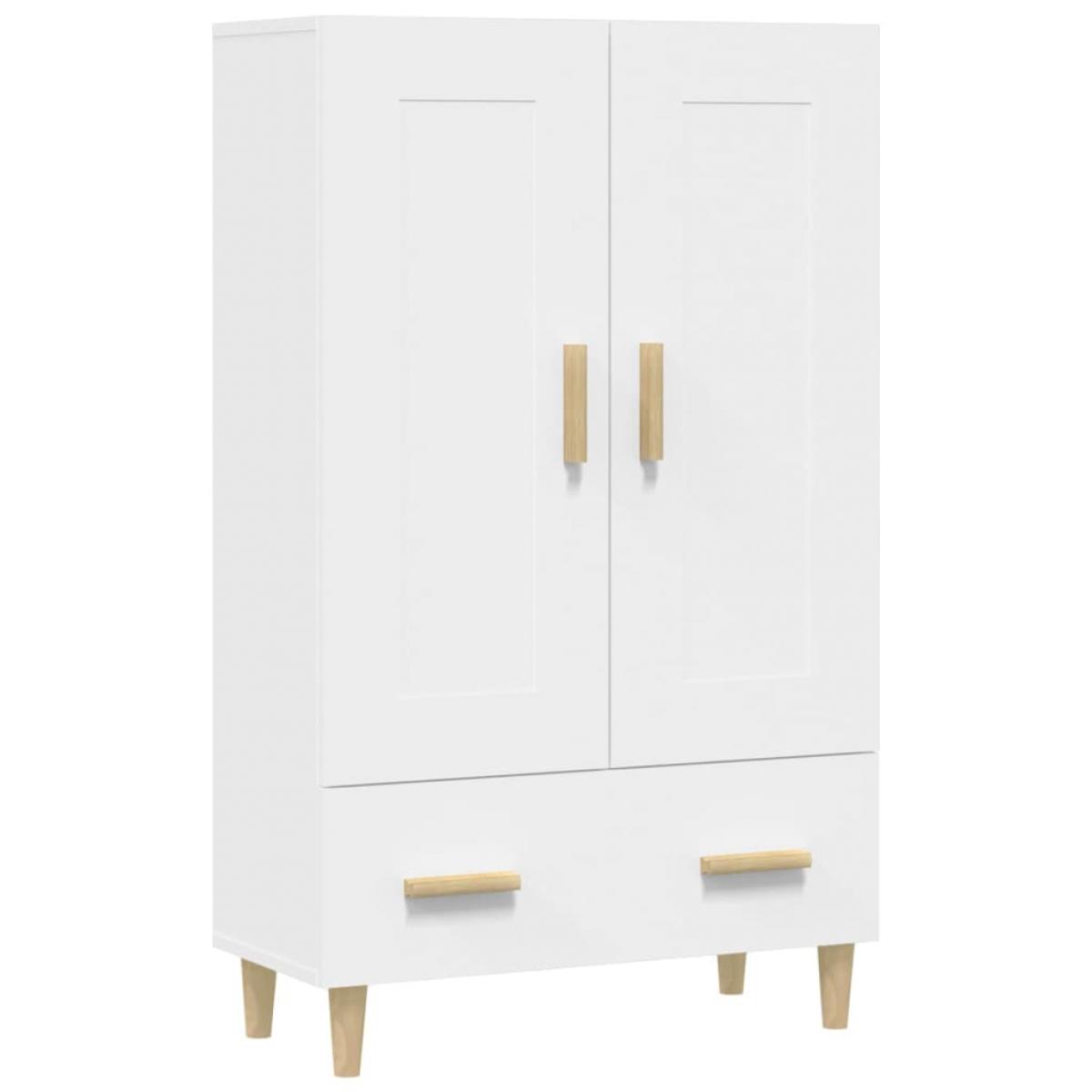 Aparador de madera contrachapada blanco 70x31x115 cm