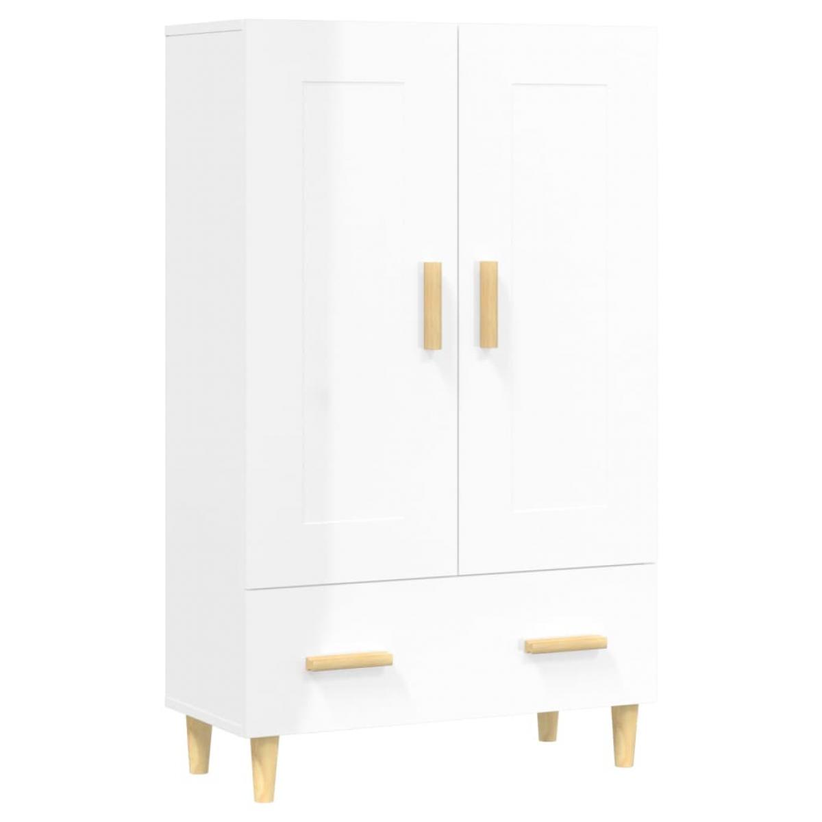 Aparador de madera contrachapada blanco brillante 70x31x115cm