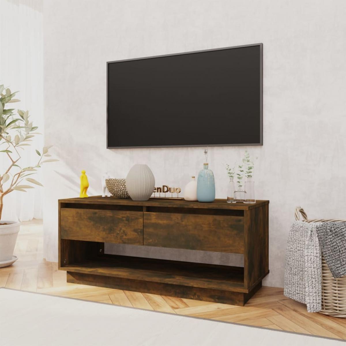 Mueble de TV madera de ingeniería roble ahumado 102x41x44 cm