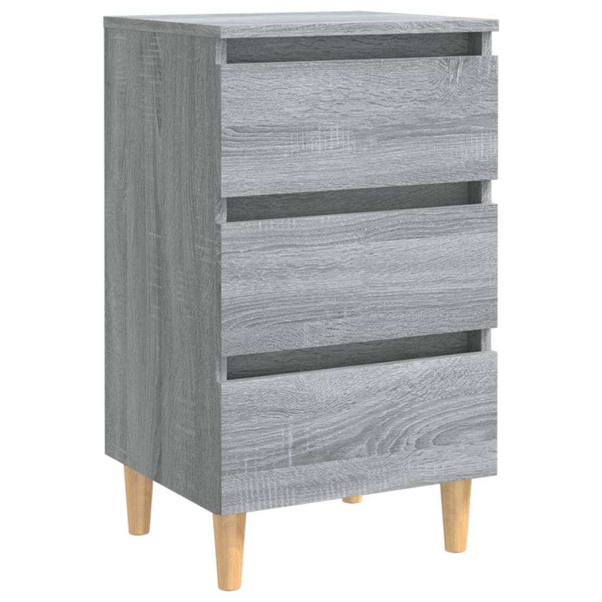 Mesita de noche con patas madera maciza gris Sonoma 40x35x69 cm