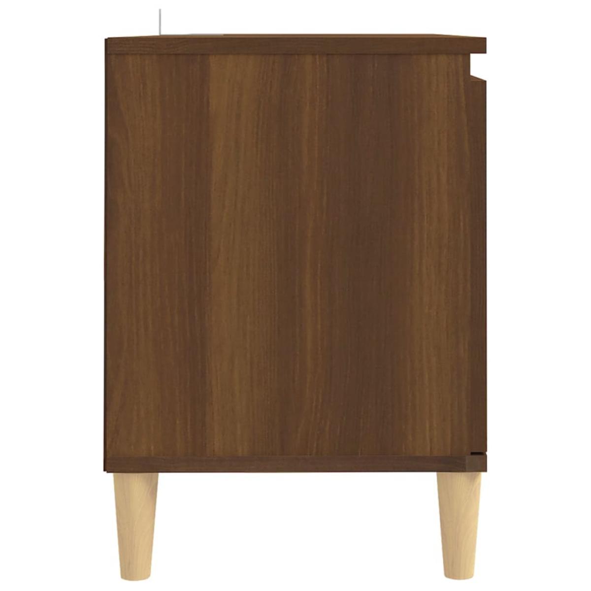 Mueble de TV patas madera maciza marrón roble 103,5x35x50 cm