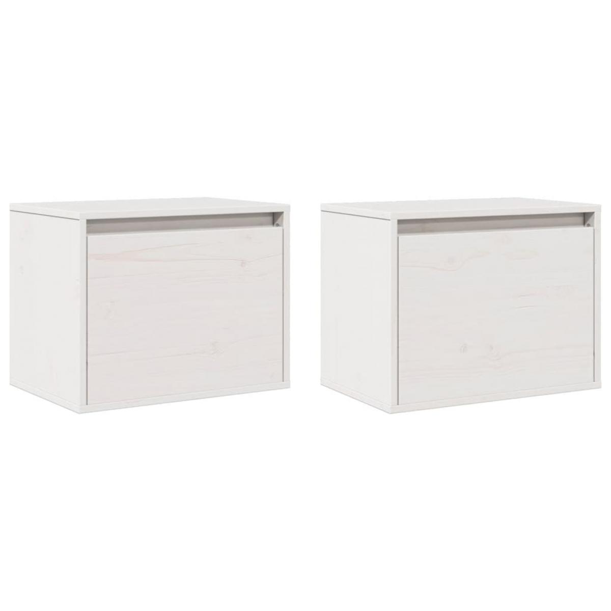 Armarios de pared 2 uds madera maciza pino blanco 45x30x35 cm