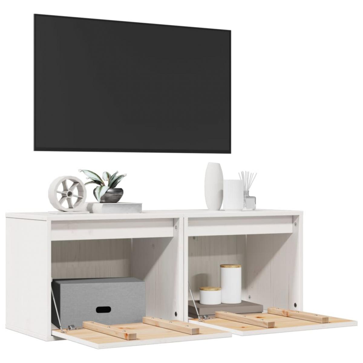 Armarios de pared 2 uds madera maciza pino blanco 45x30x35 cm