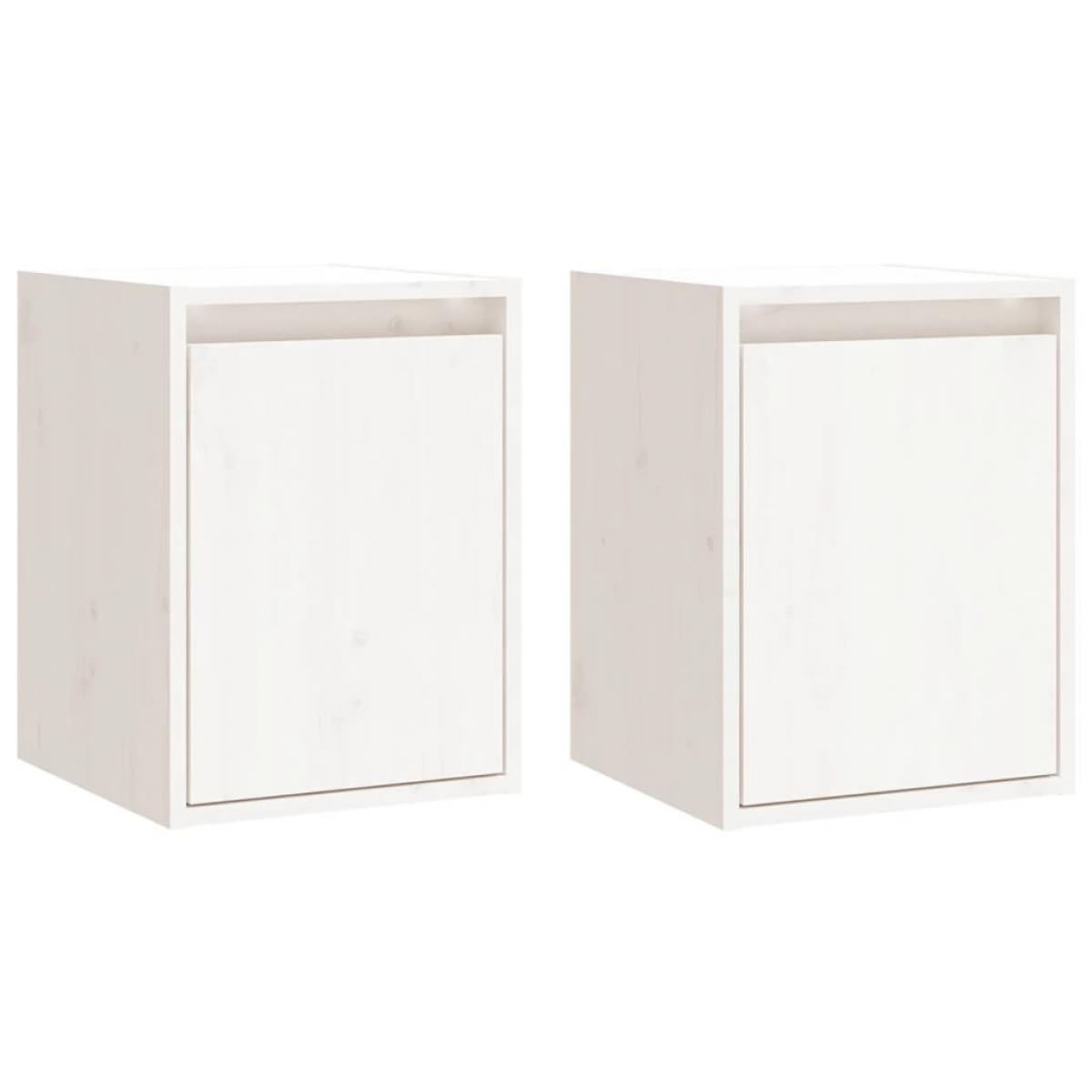 Armario de pared 2 uds madera maciza de pino blanco 30x30x40 cm