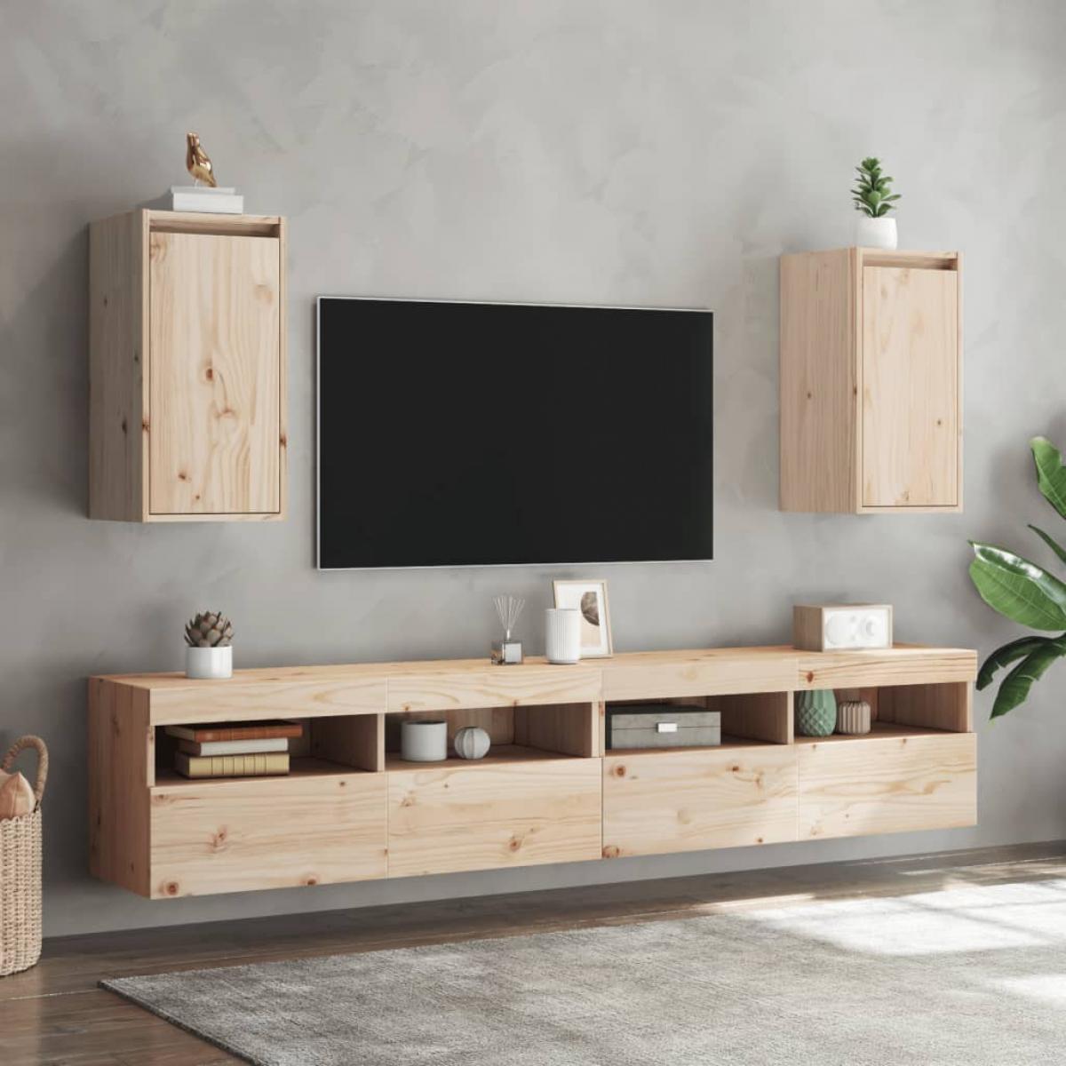 Armario de pared 2 uds madera maciza de pino 30x30x60 cm