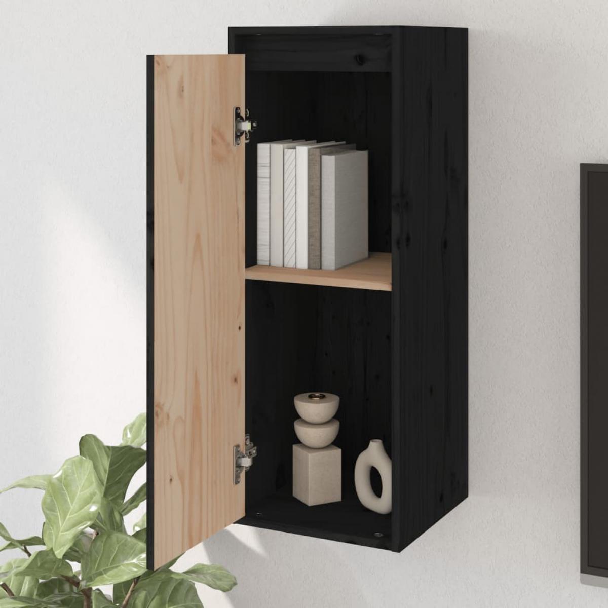 Armario de pared de madera maciza de pino negro 30x30x80 cm