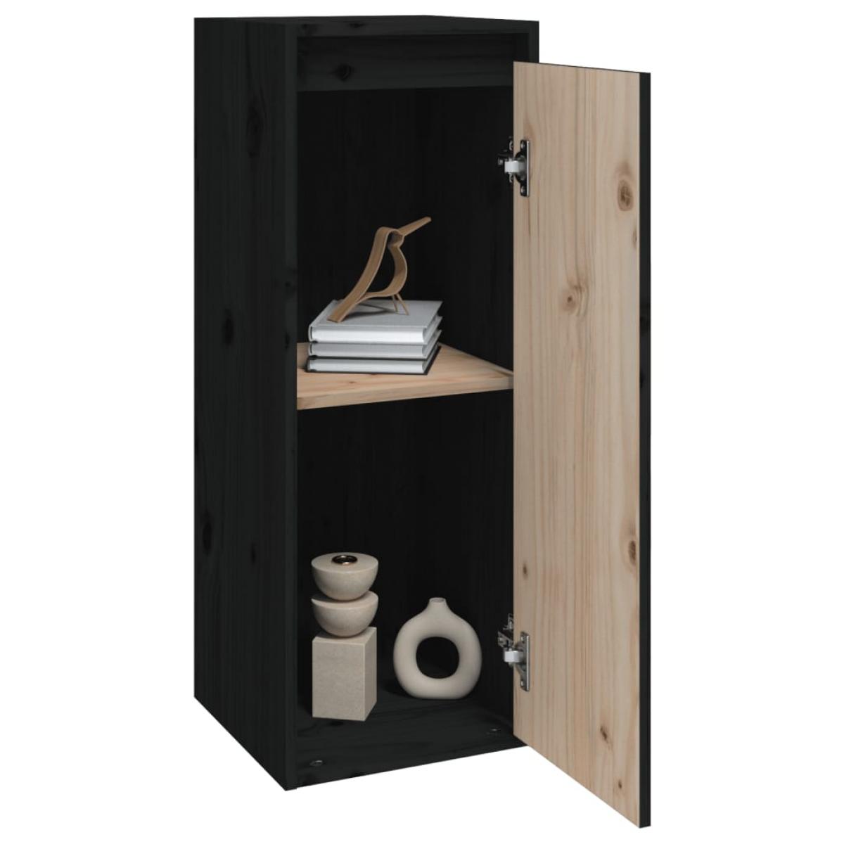 Armario de pared de madera maciza de pino negro 30x30x80 cm