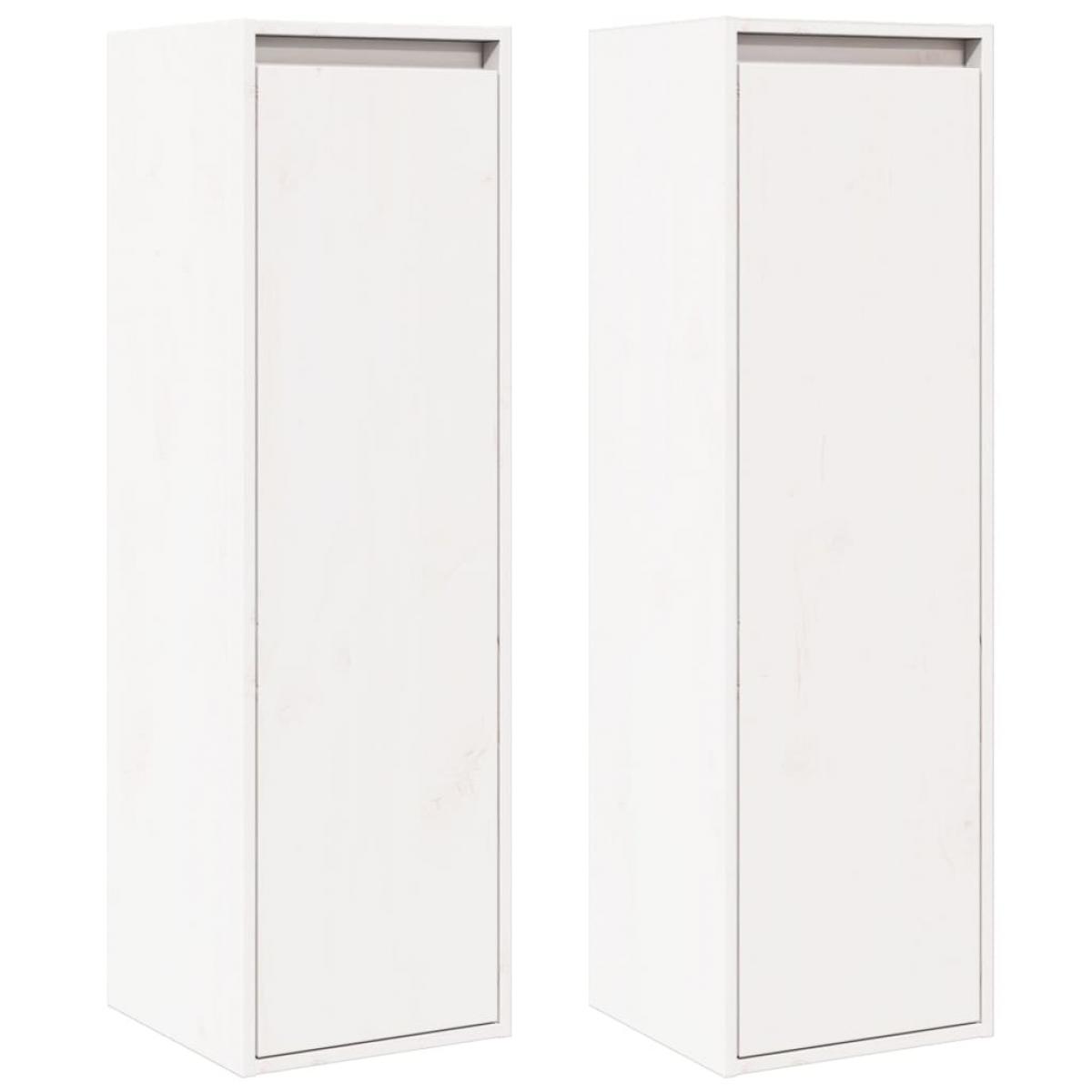 Armario de pared 2 uds madera maciza pino blanco 30x30x100 cm