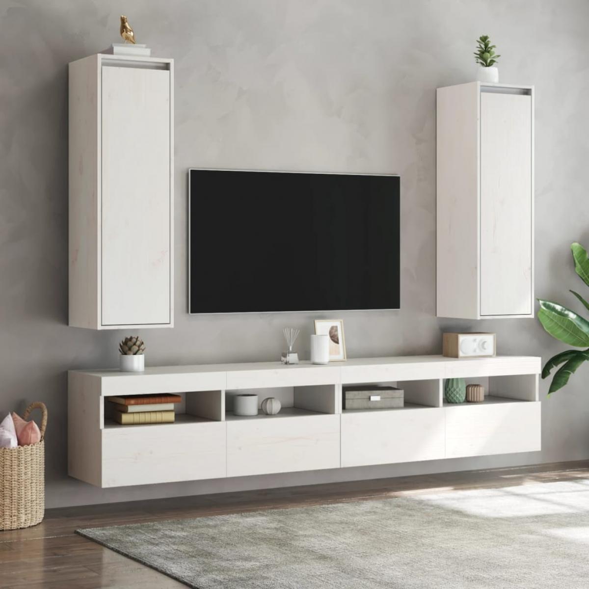 Armario de pared 2 uds madera maciza pino blanco 30x30x100 cm
