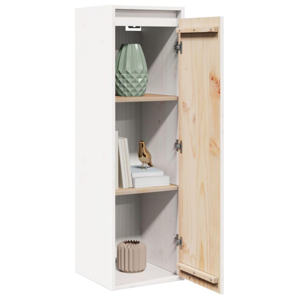 Armario de pared 2 uds madera maciza pino blanco 30x30x100 cm