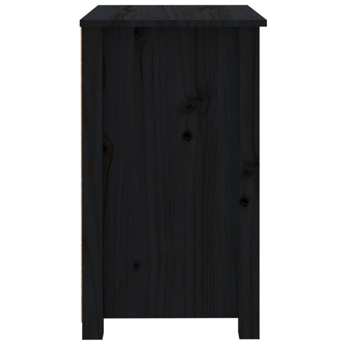 Mesita de noche madera maciza de pino negra 50x35x61,5 cm