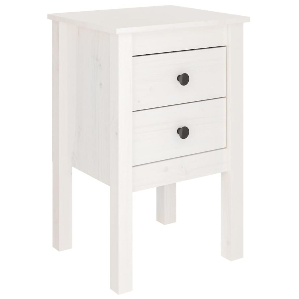 Mesita de noche madera maciza de pino blanco 40x35x61,5 cm