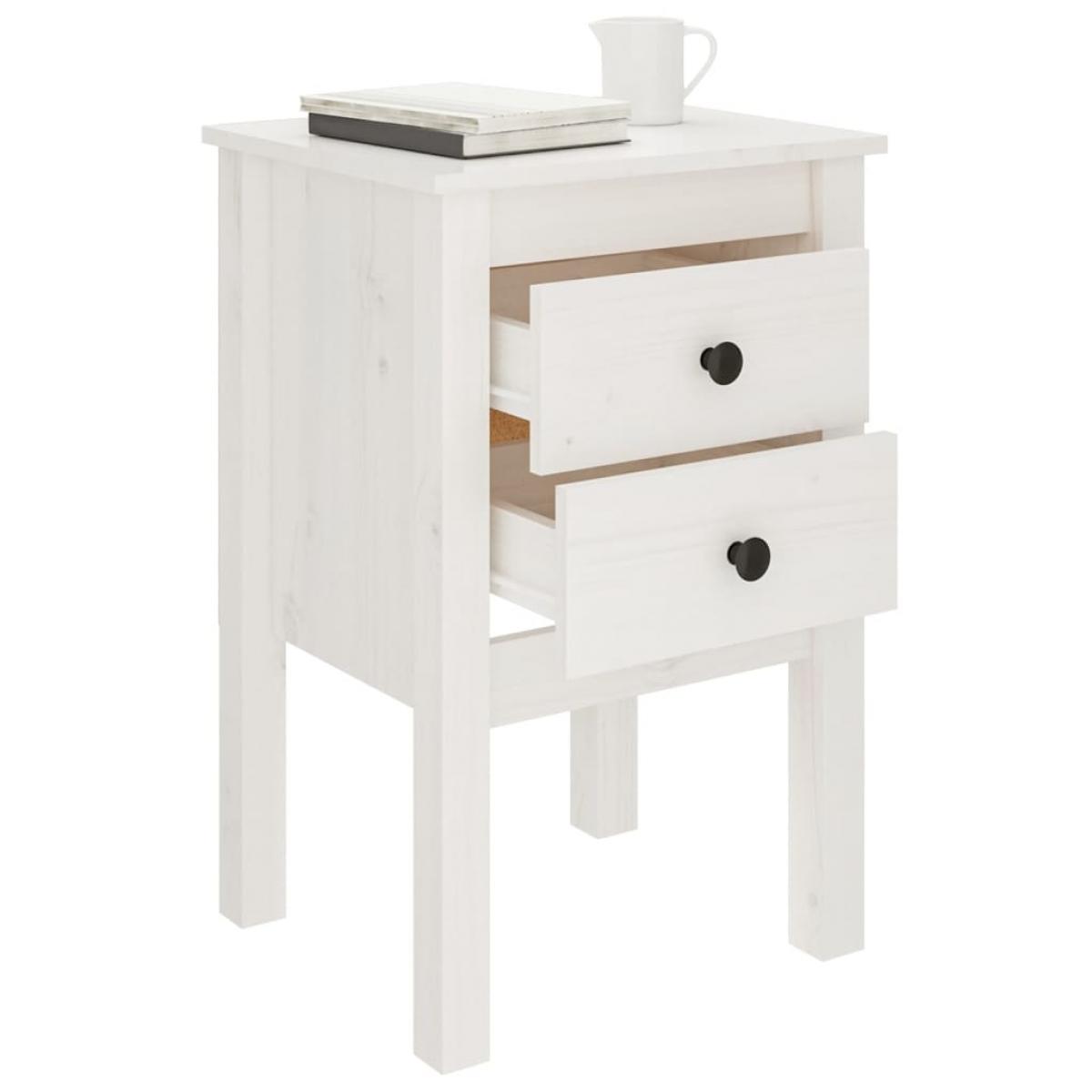 Mesita de noche madera maciza de pino blanco 40x35x61,5 cm