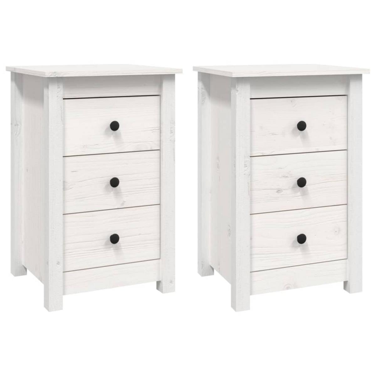 Mesitas de noche 2 uds madera maciza pino blanco 40x35x61,5 cm