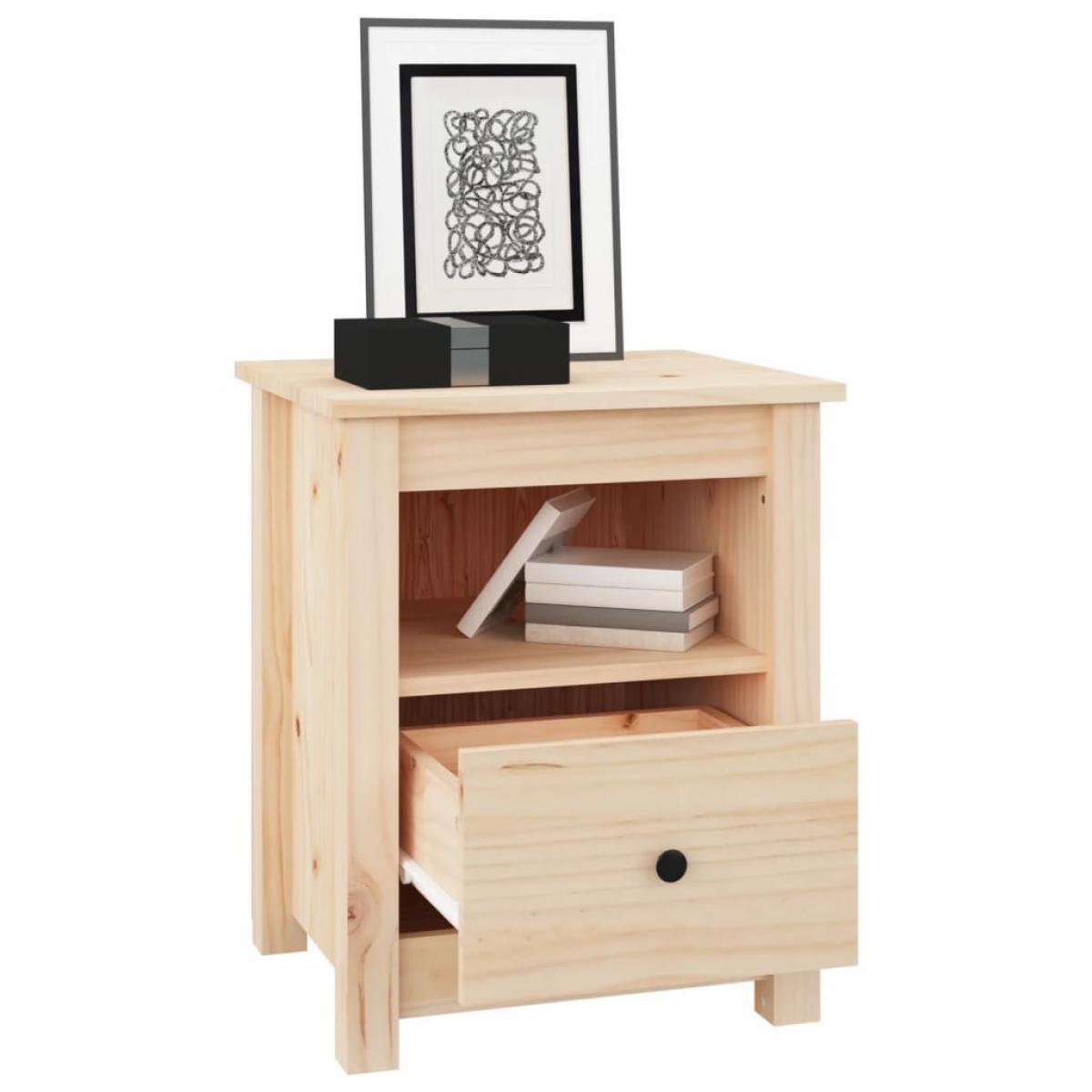 Mesita de noche madera maciza de pino 40x35x49 cm