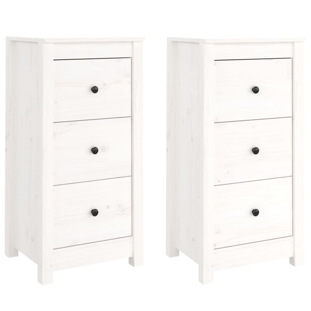 Aparadores 2 uds madera maciza de pino blanco 40x35x80 cm